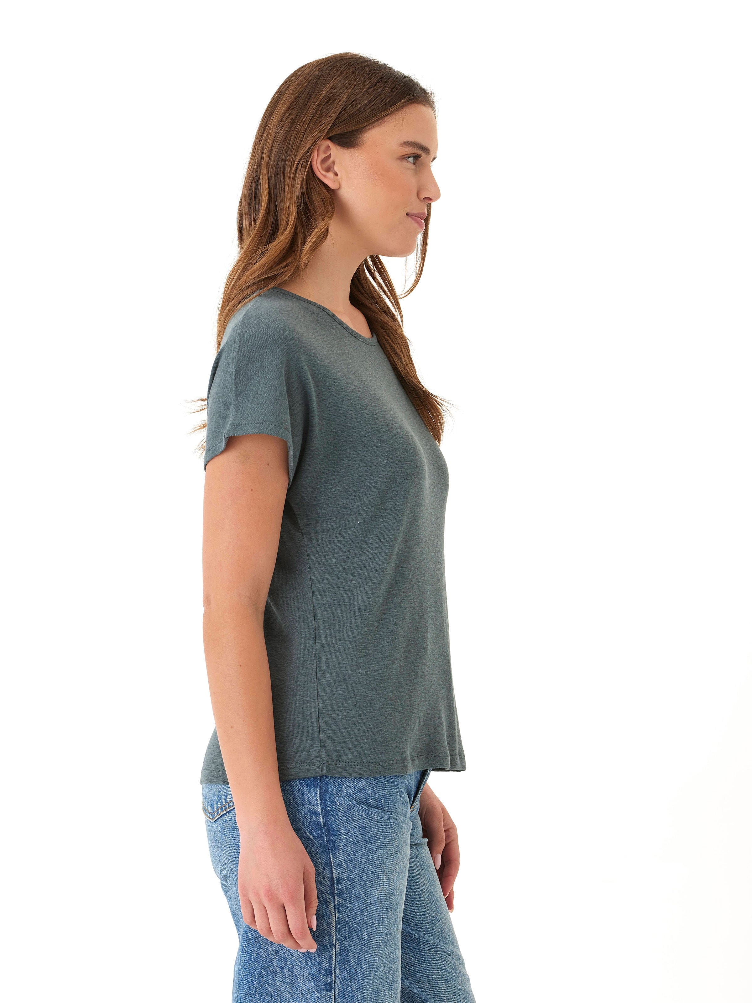 Textured Slub Jersey Cutout Top with Back Ladder Detail
