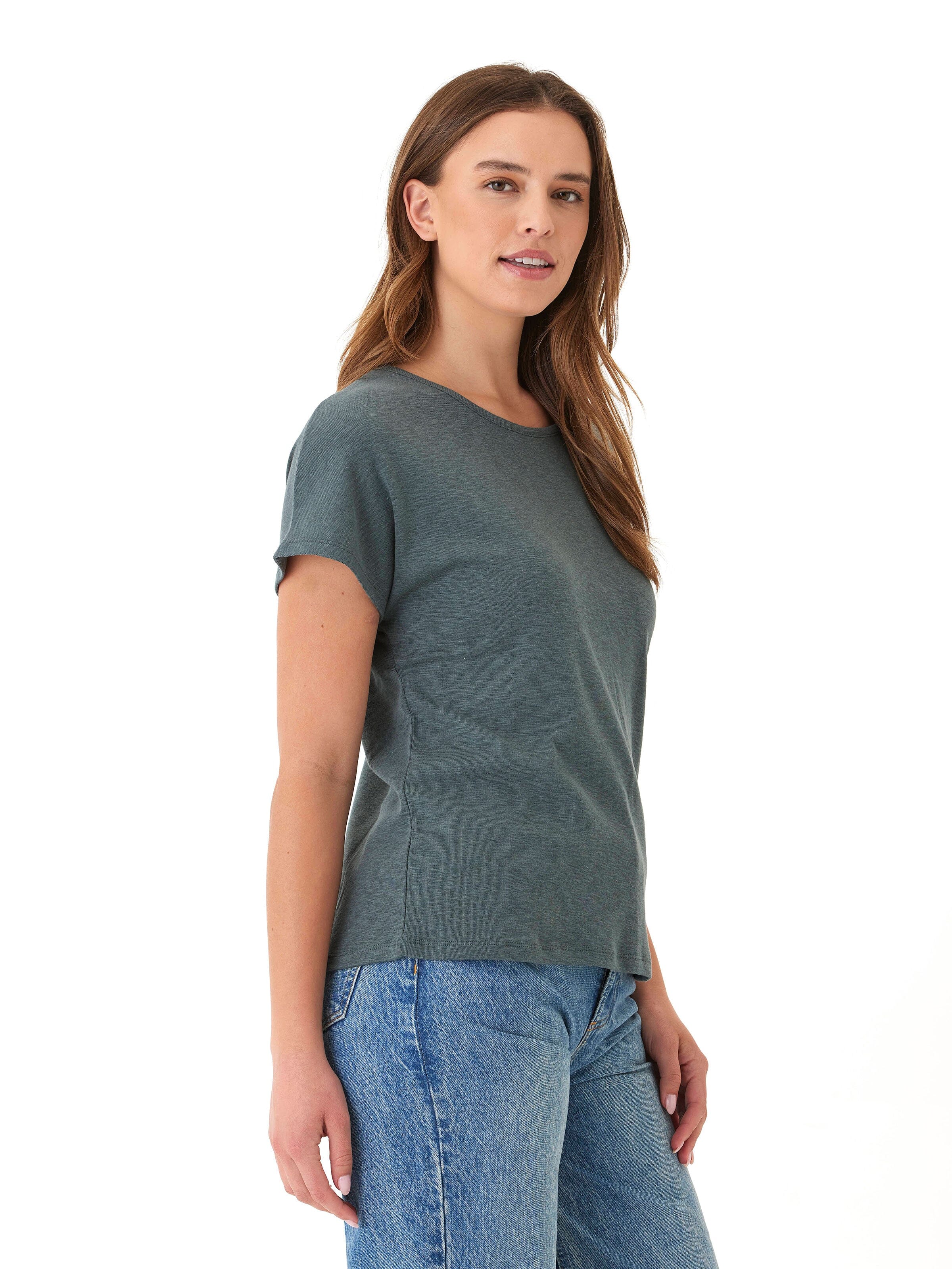 Textured Slub Jersey Cutout Top with Back Ladder Detail