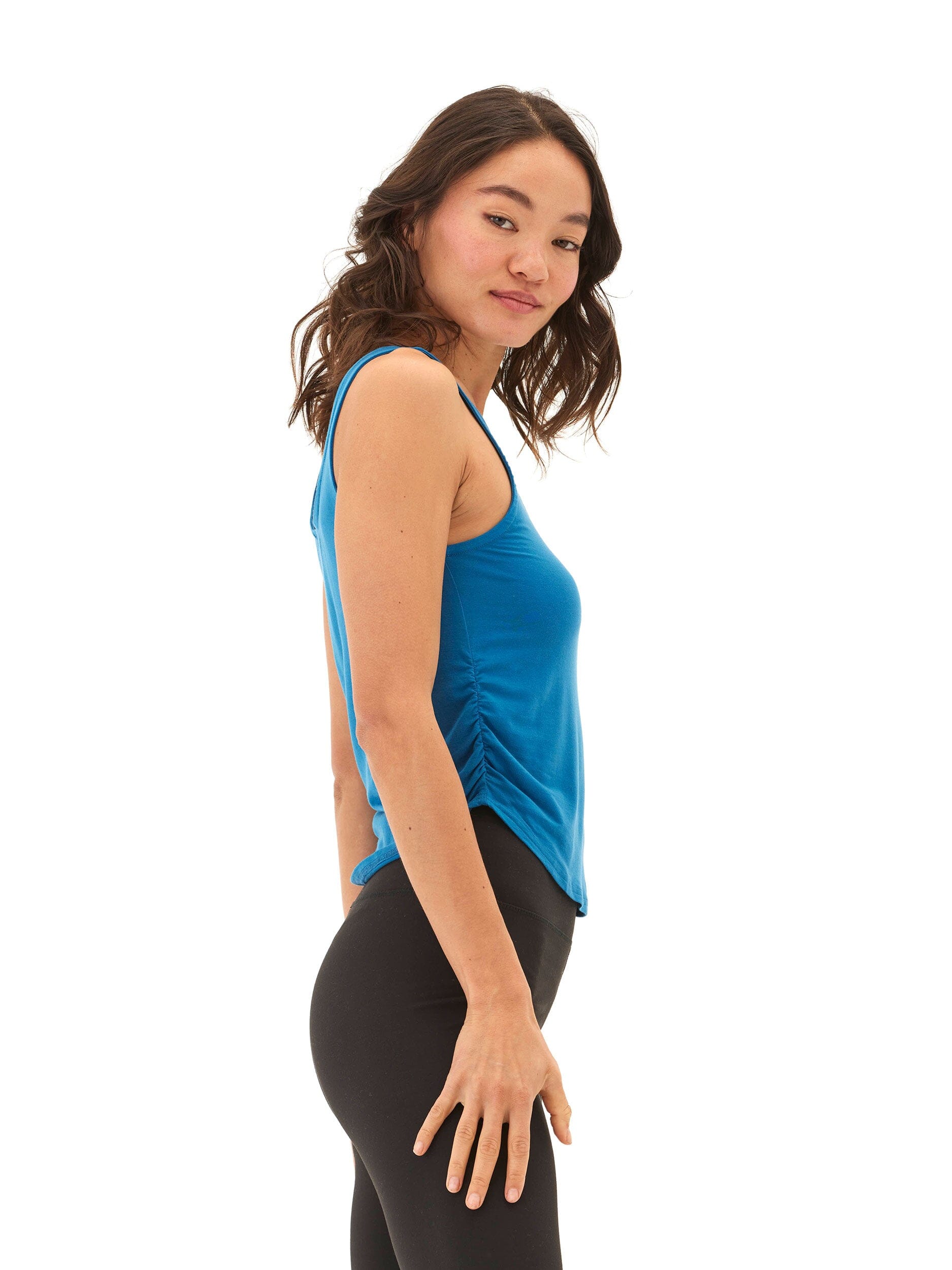 Juliette Tencel Jersey Ruched Tank in Blue