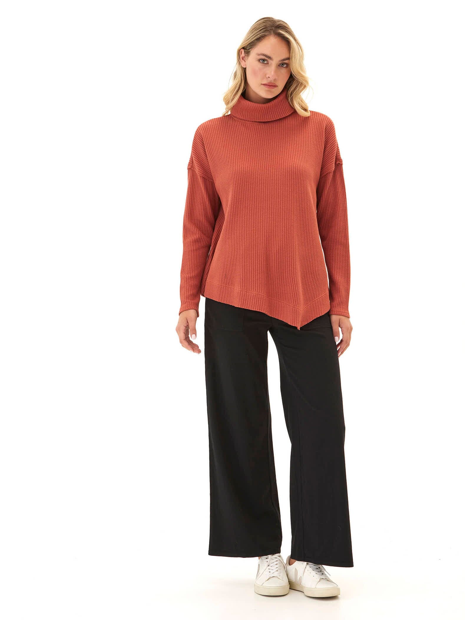 Rikke Eco Thermal Asymmetrical Long Sleeve Textured Top