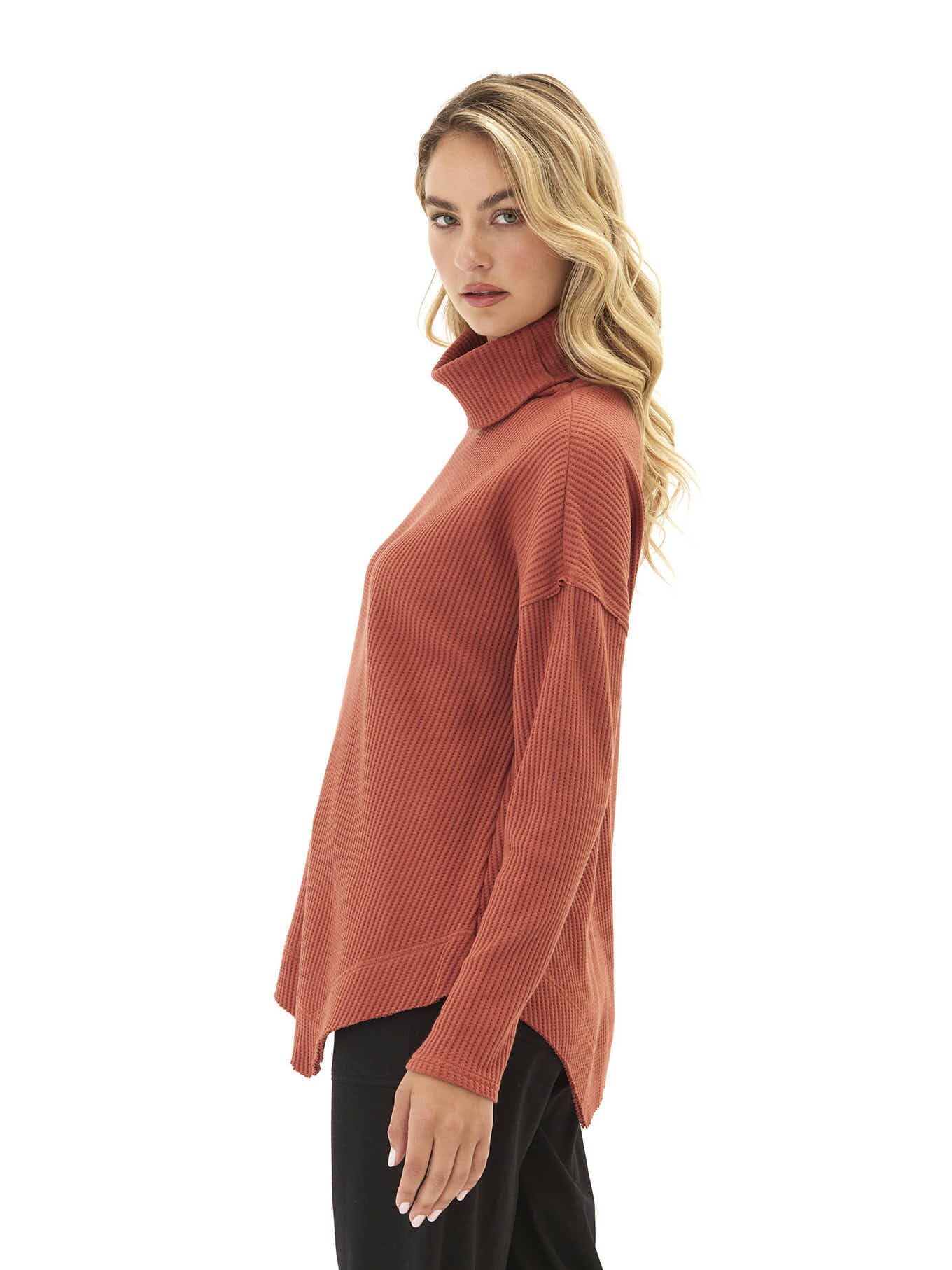 Rikke Eco Thermal Asymmetrical Long Sleeve Textured Top