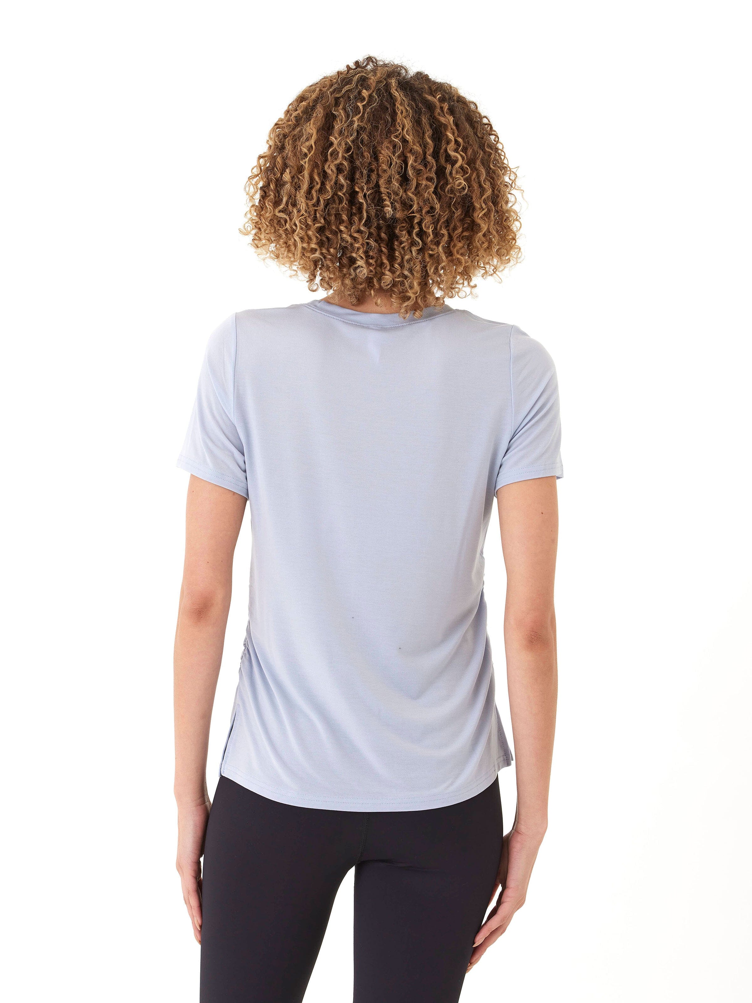 Tencel Jersey Ruched Side Crew Neck Tee - Soft Fitted Top