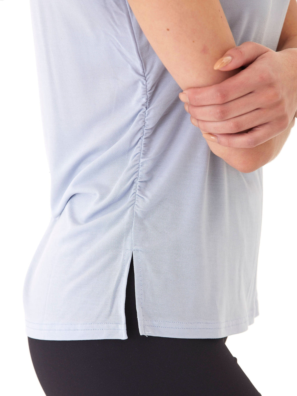 Tencel Jersey Ruched Side Crew Neck Tee - Soft Fitted Top