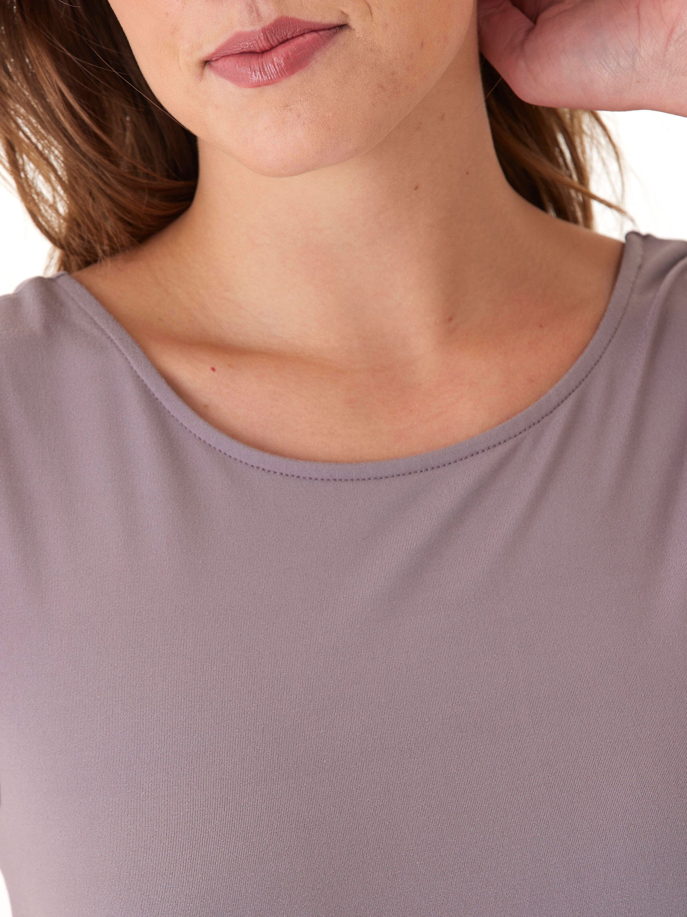 Antonia Luxe Jersey Sleeveless Fitted Top in Dusty Mauve