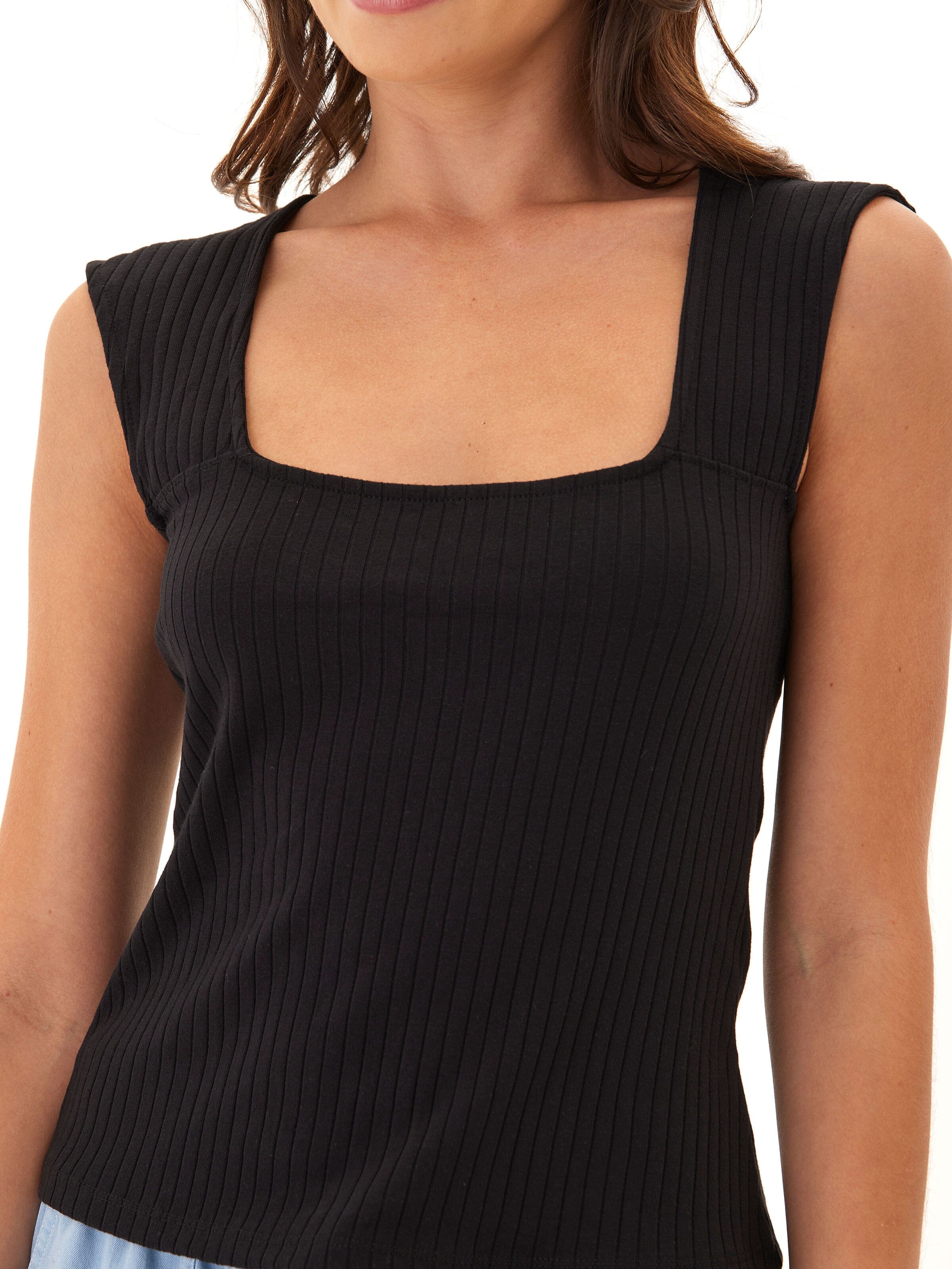 Organic Ribbed Square Neck Tank Top - Essential Everyday Layer