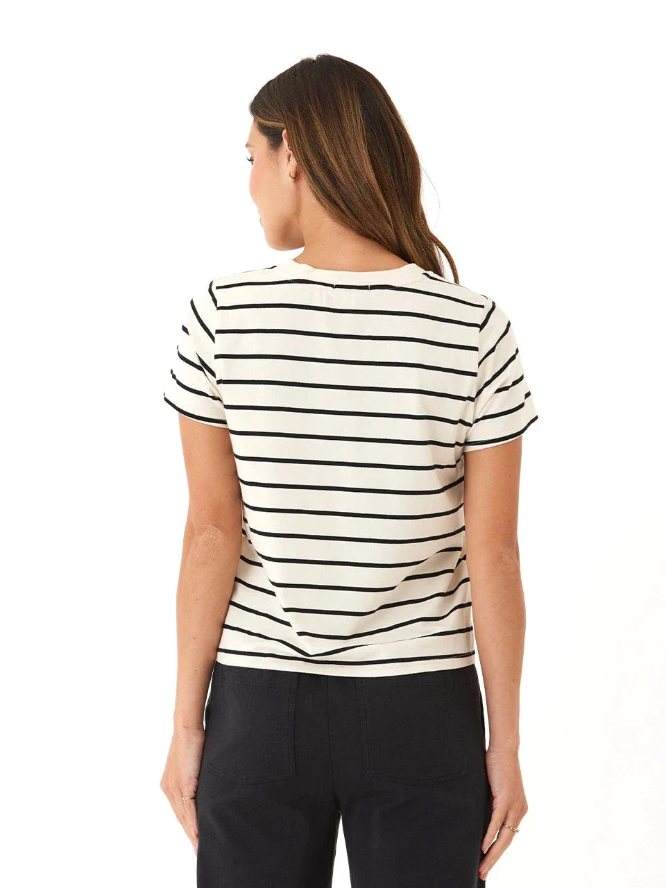 Maxine Caribbean Striped V-Neck Cropped Eco Jersey Tee