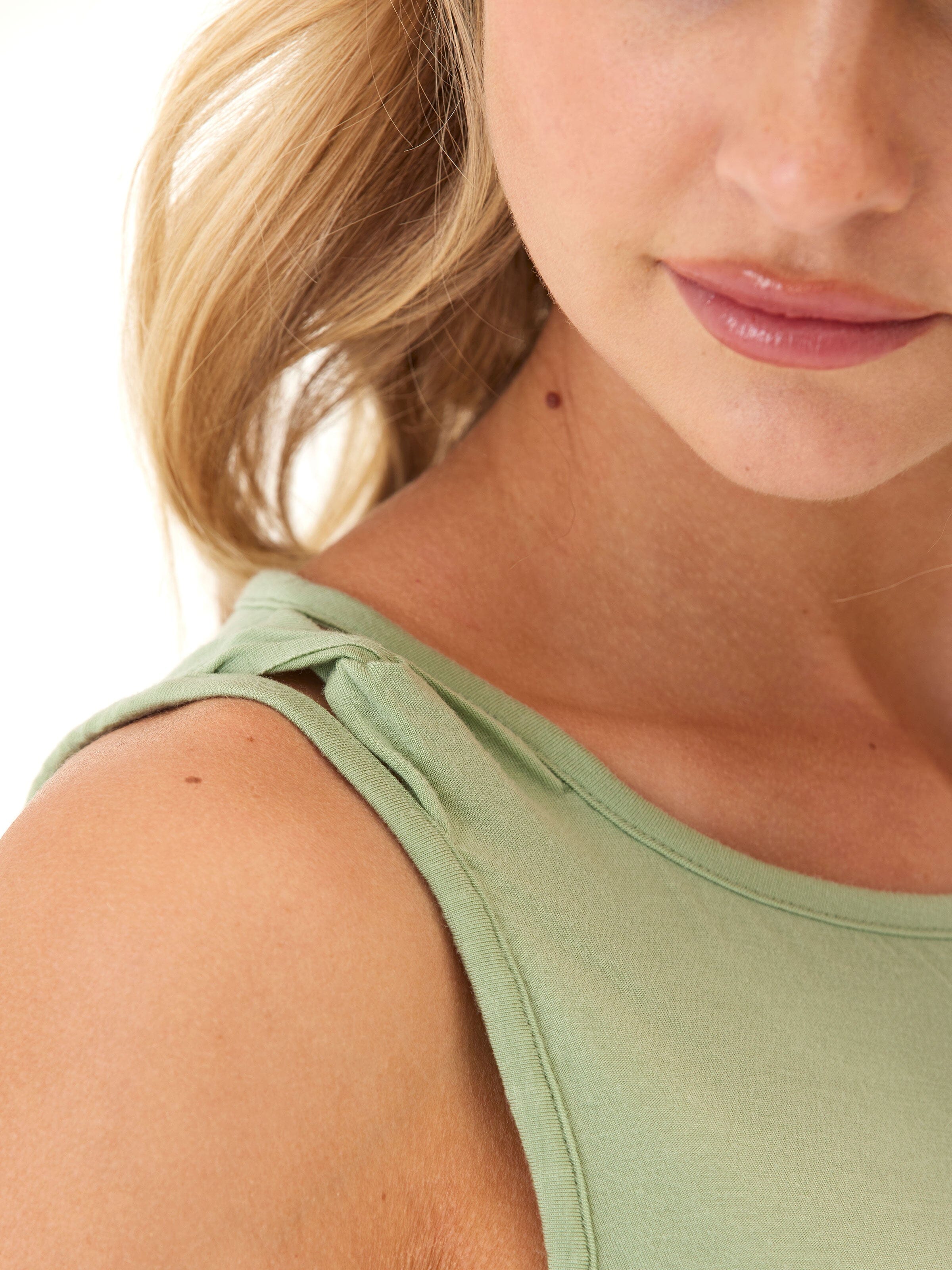 Tencel Jersey Twist Shoulder Tank - Lightweight Sleeveless Top