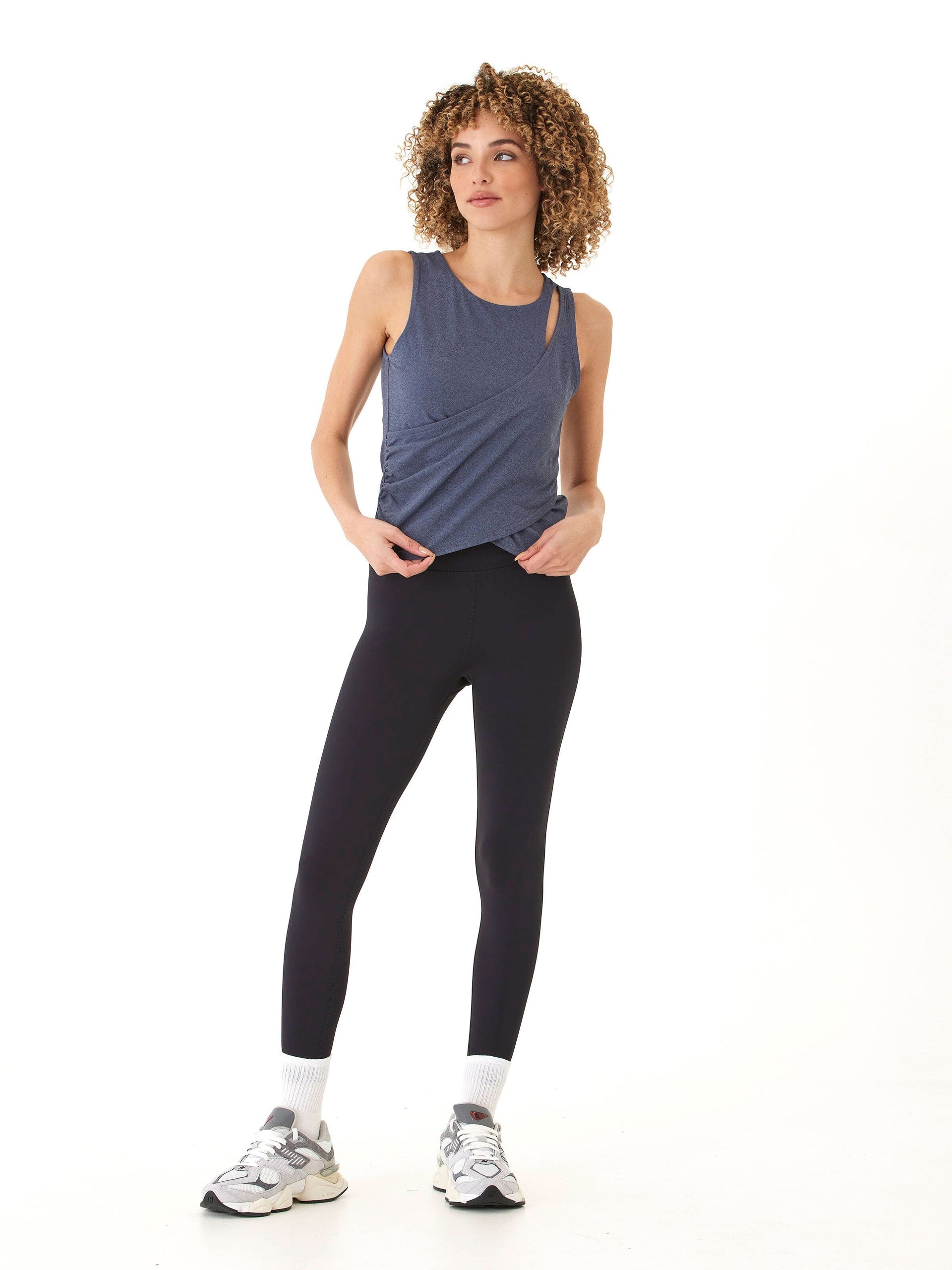 Luxe Jersey Wrap Tank Top with Twist Front Detail
