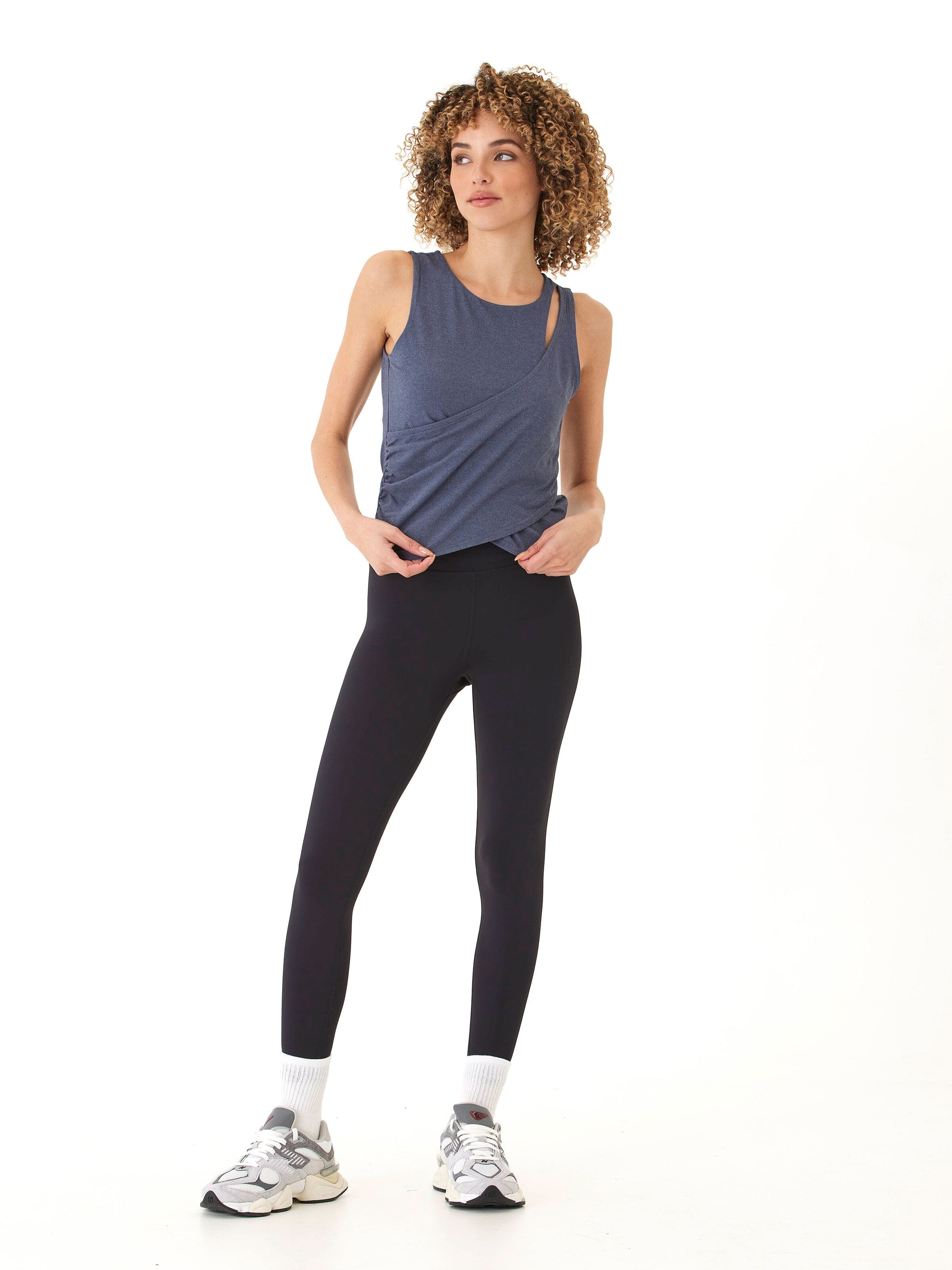 Luxe Jersey Wrap Tank Top with Twist Front Detail