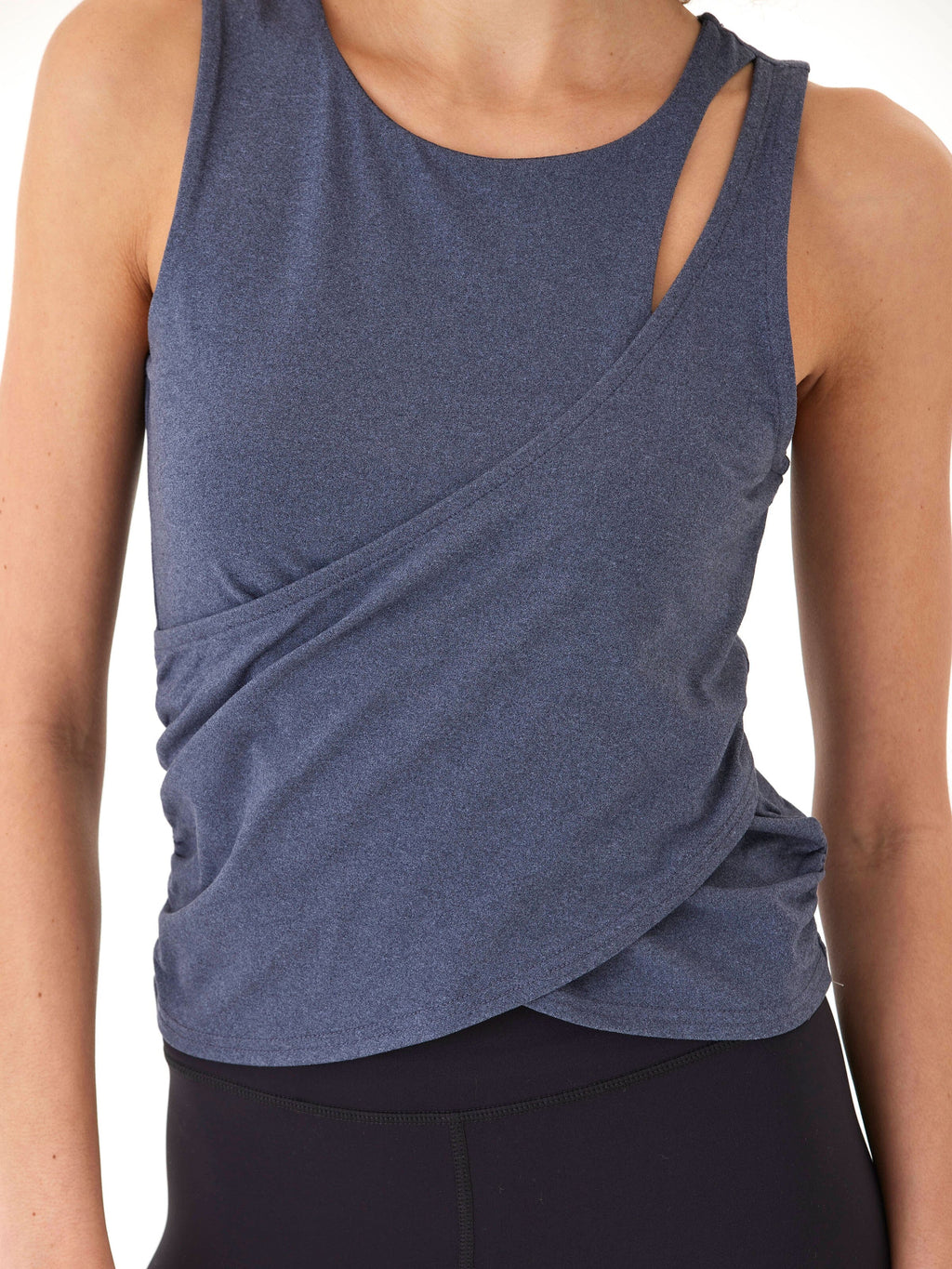 Luxe Jersey Wrap Tank Top with Twist Front Detail