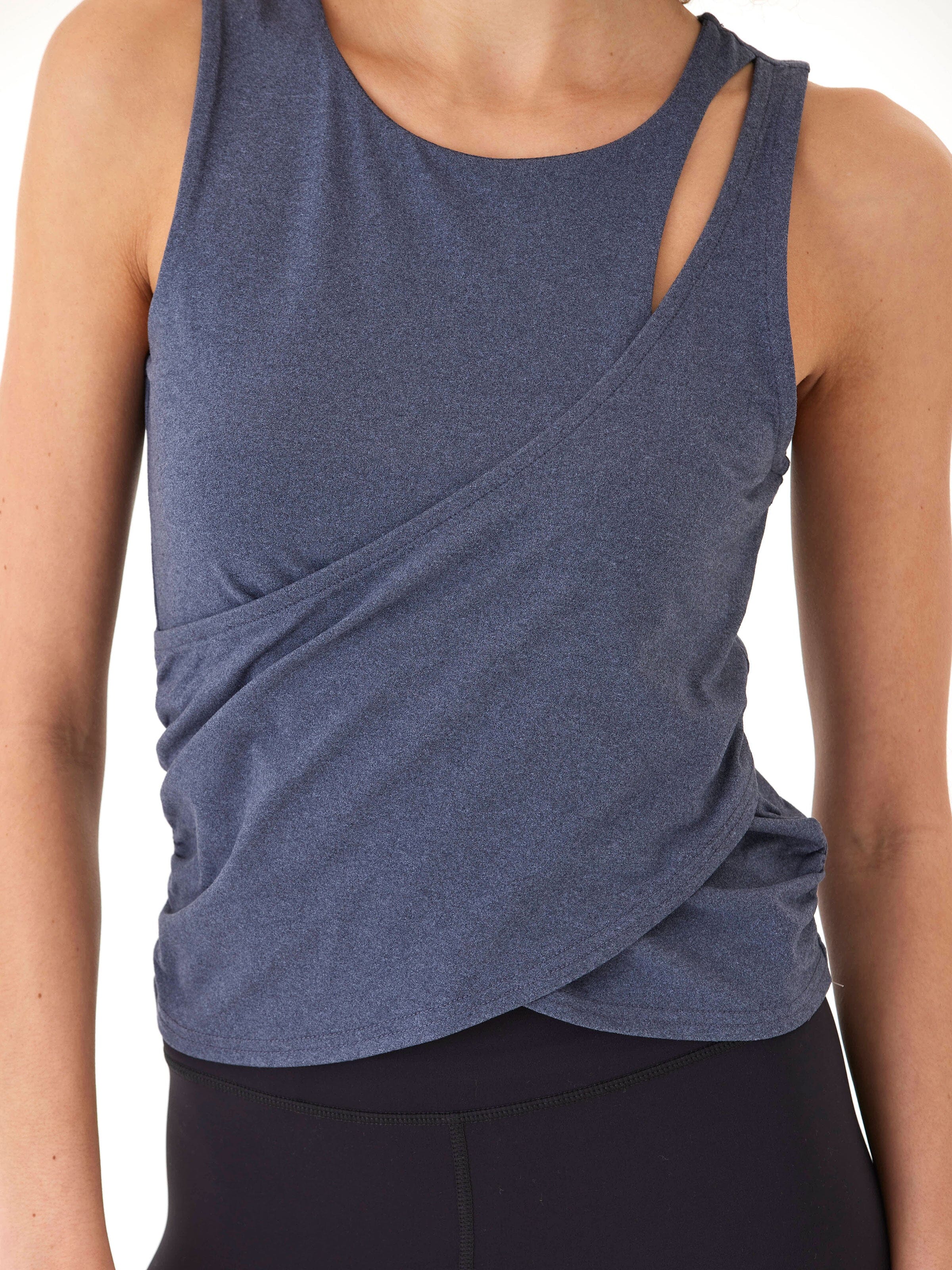 Luxe Jersey Wrap Tank Top with Twist Front Detail