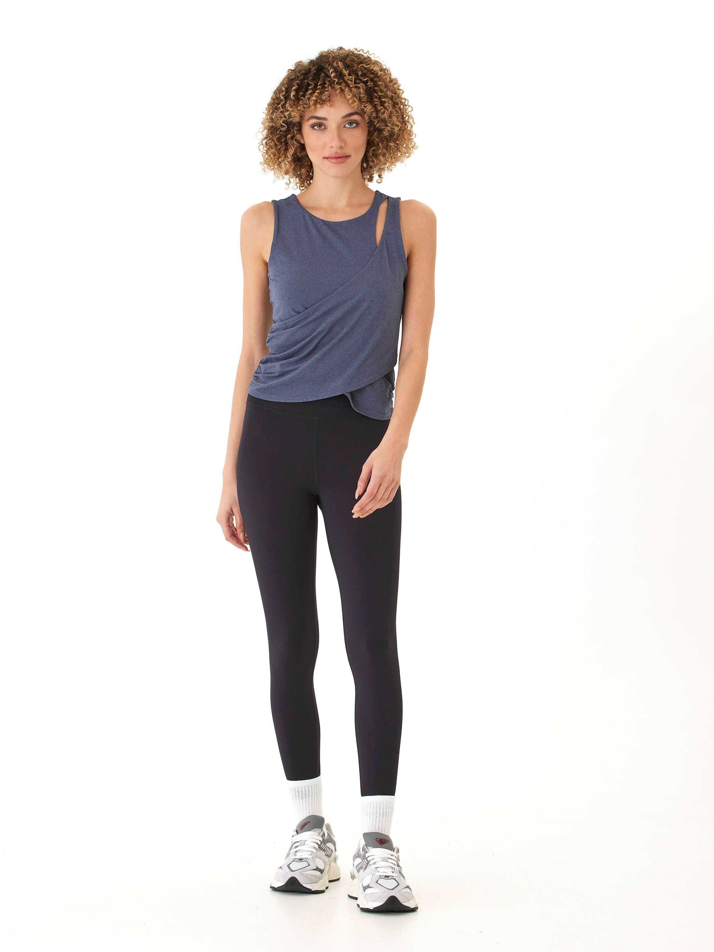 Luxe Jersey Wrap Tank Top with Twist Front Detail
