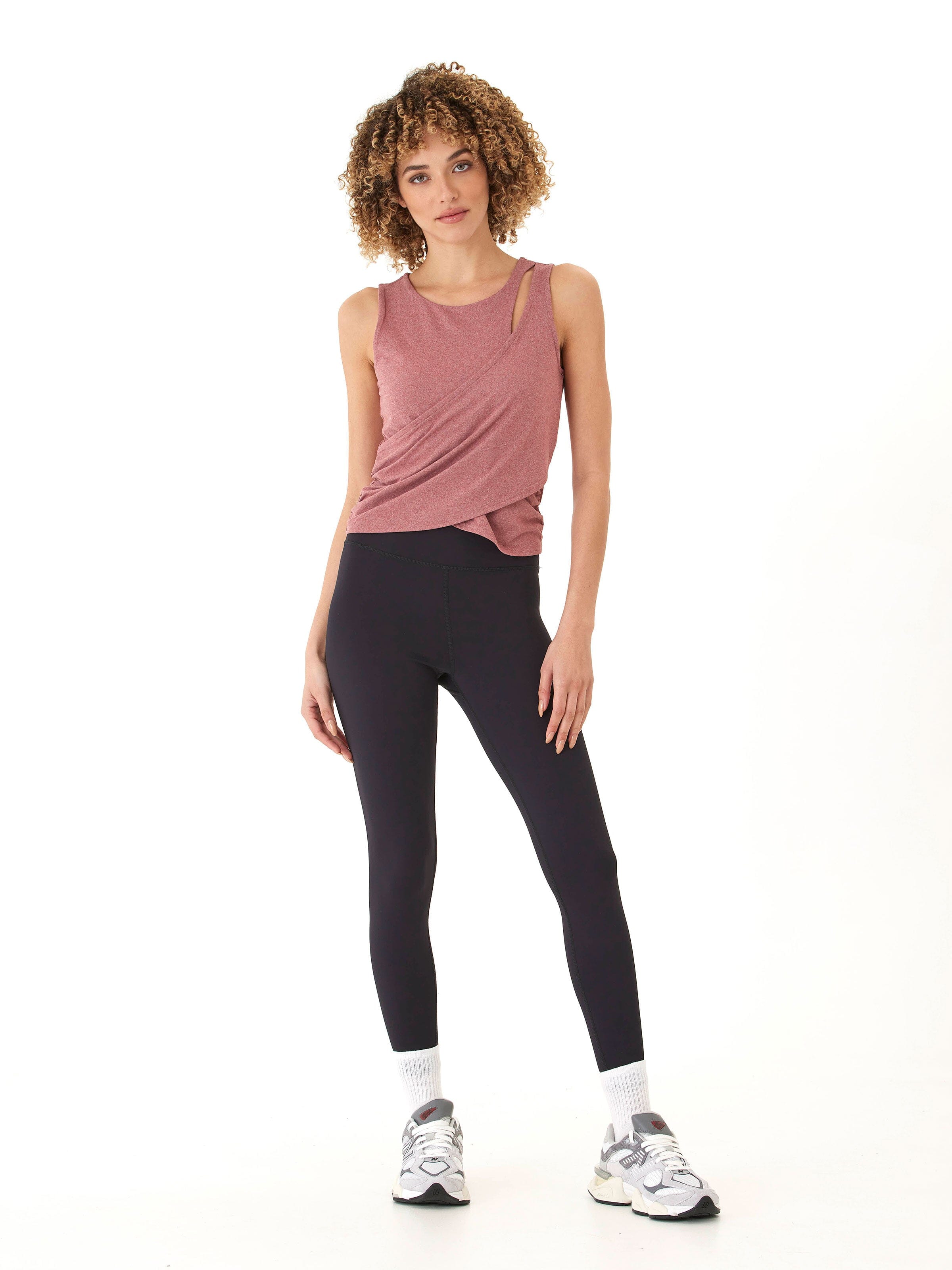 Cynthia Luxe Jersey Wrap Tank - Fitted Sleeveless Twist Front Top