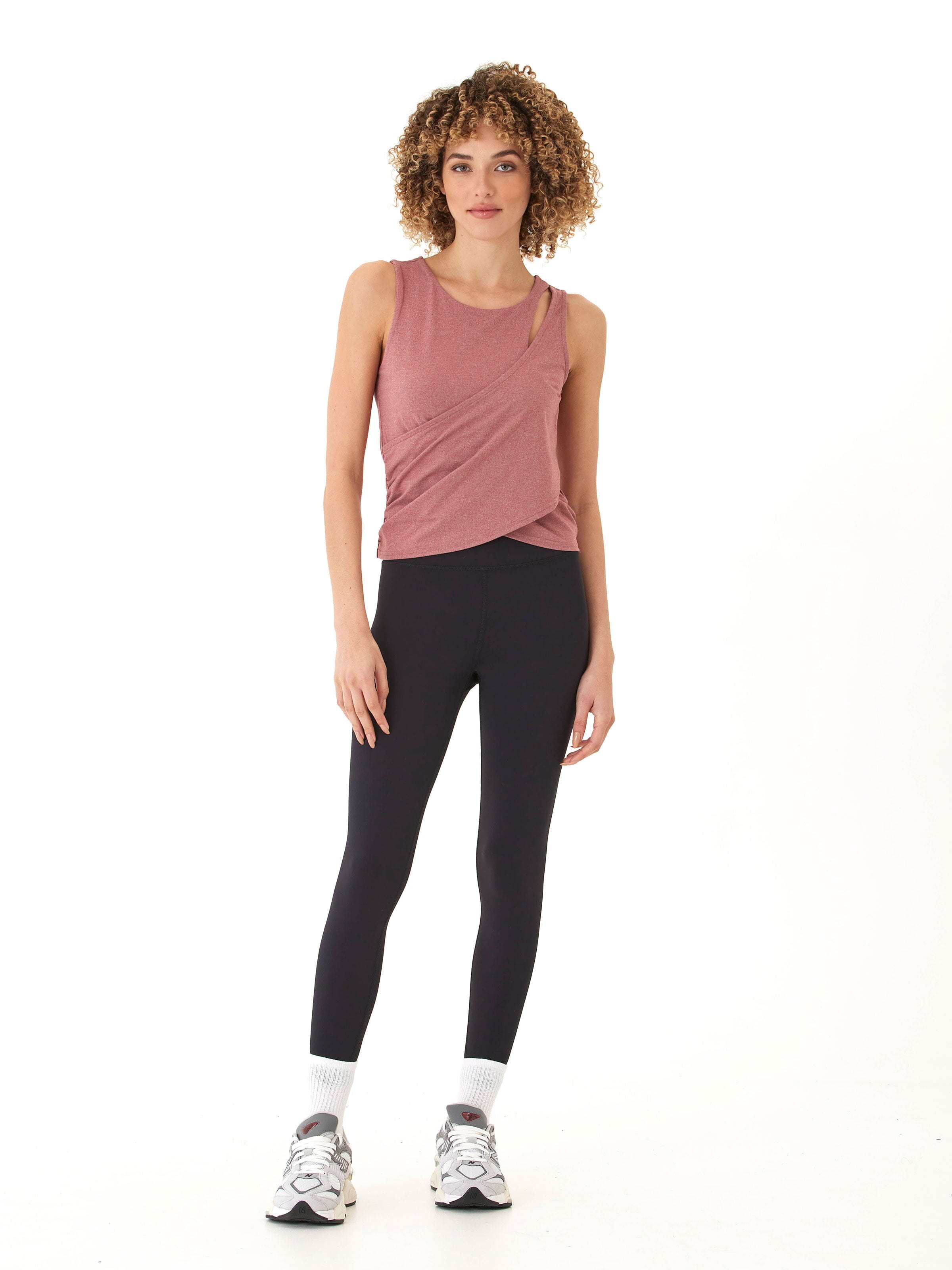 Cynthia Luxe Jersey Wrap Tank - Fitted Sleeveless Twist Front Top