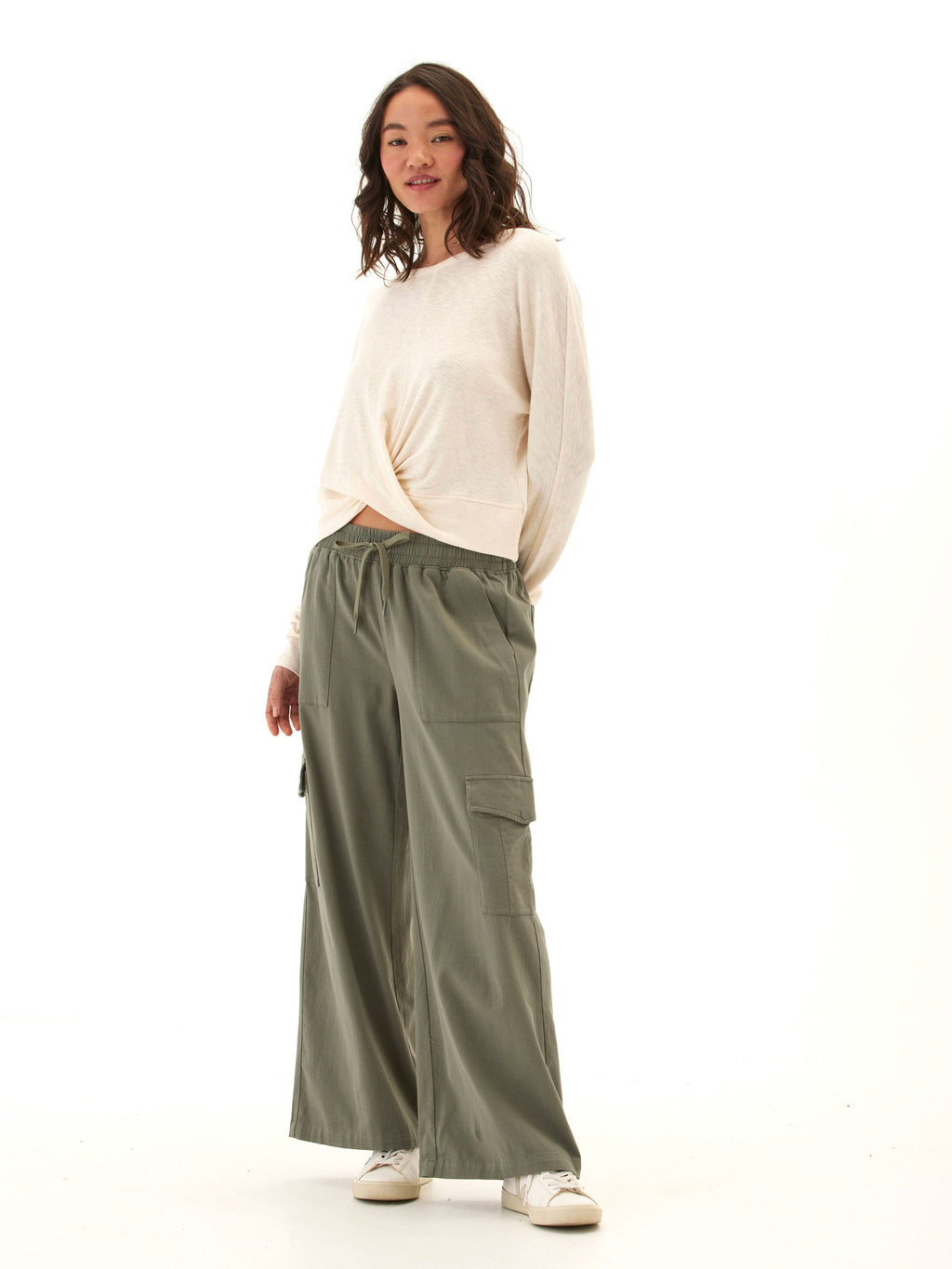 Textured Jersey Twist Dolman Long Sleeve Top for Everyday Comfort
