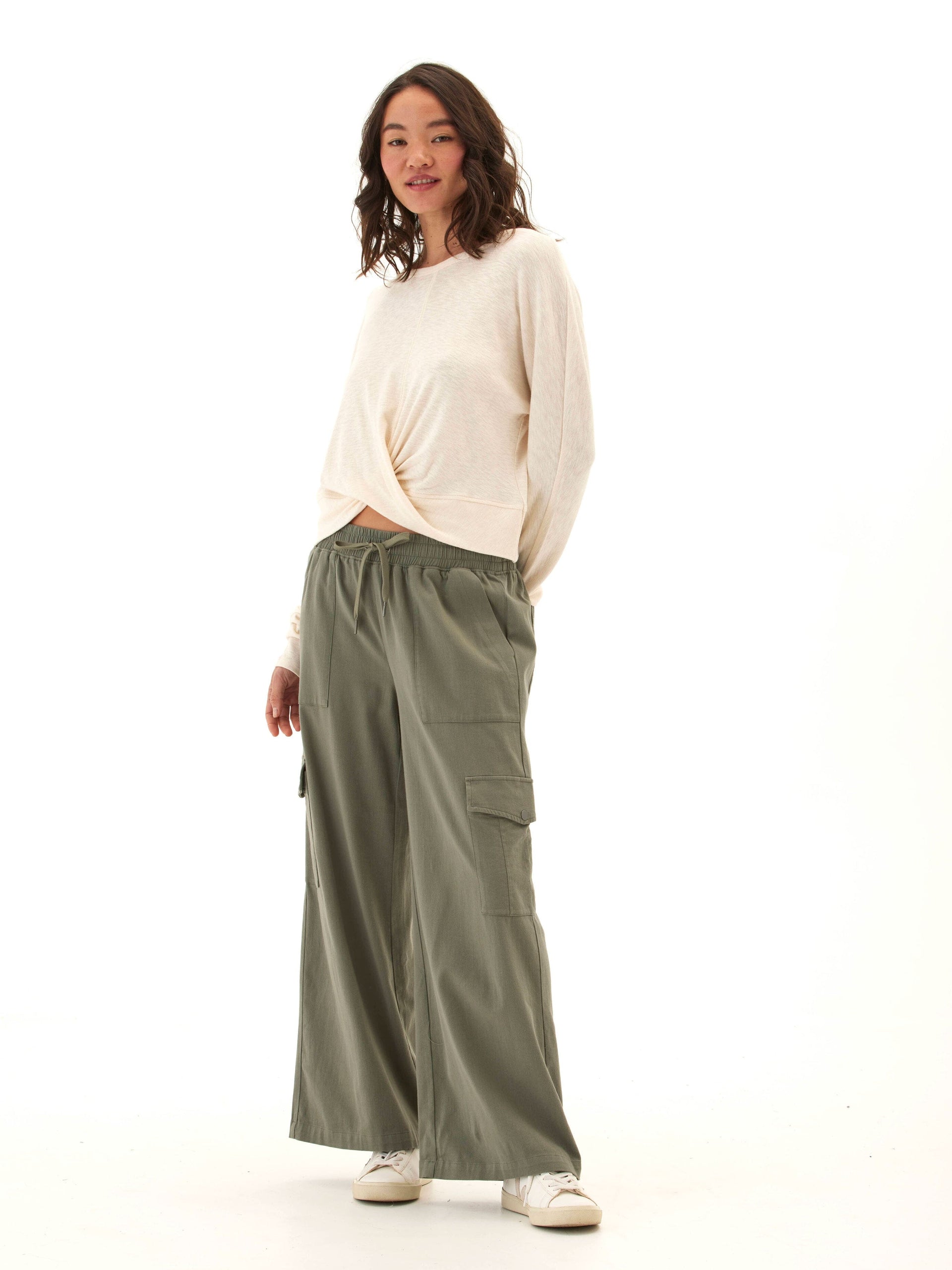Textured Jersey Twist Dolman Long Sleeve Top for Everyday Comfort