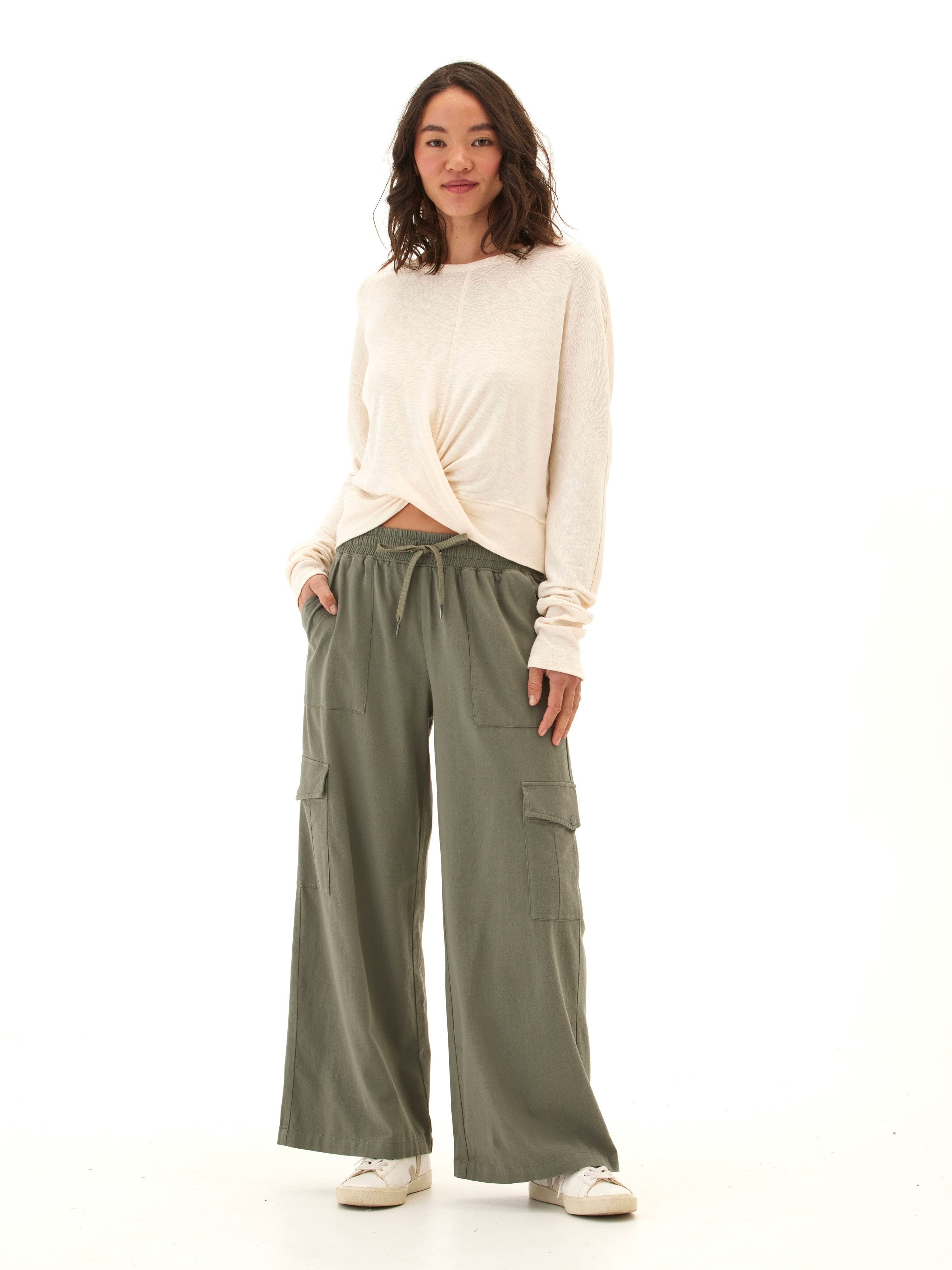Textured Jersey Twist Dolman Long Sleeve Top for Everyday Comfort