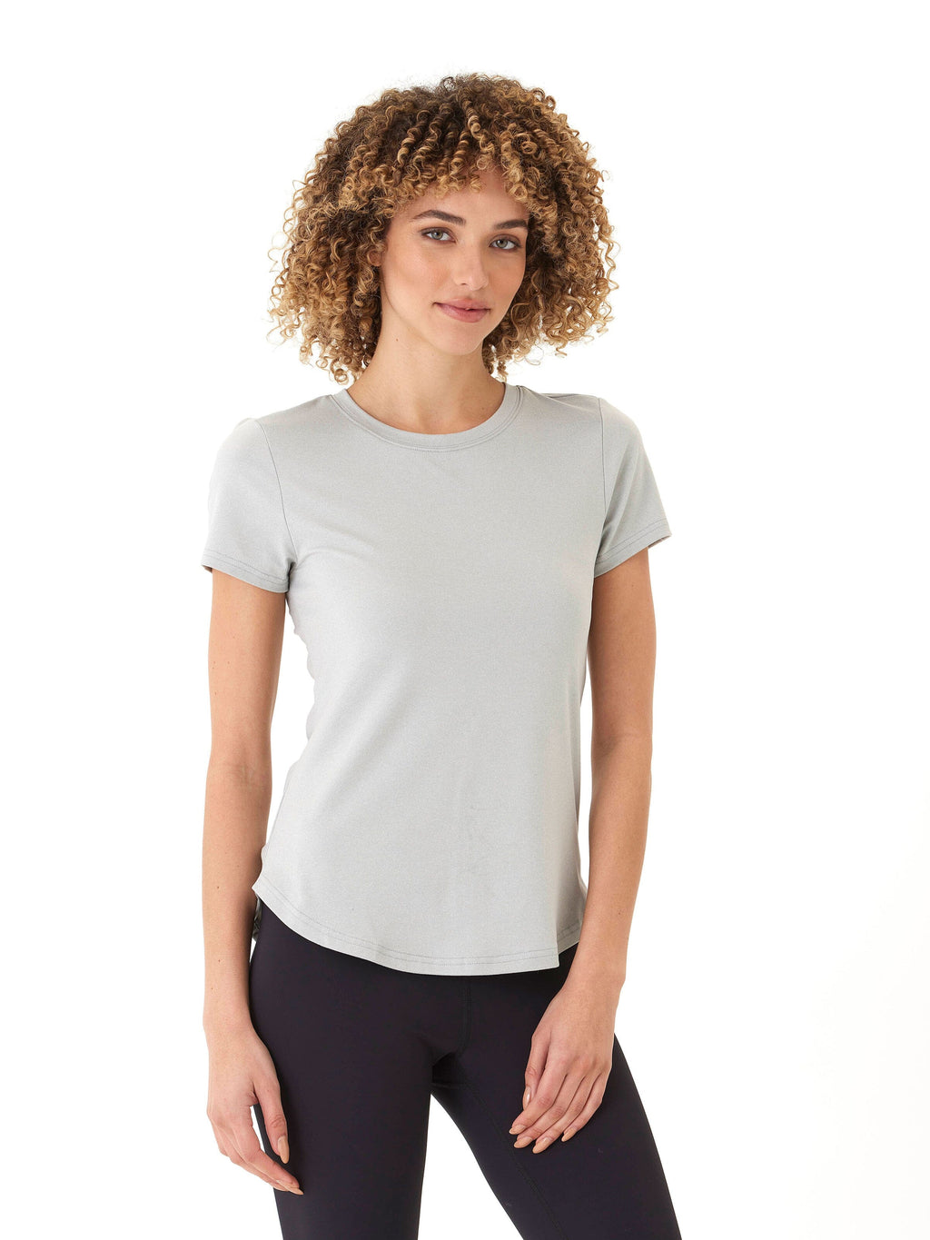 Arry Luxe Jersey Ruched Tee – Sporty Minimalist Light Grey Top