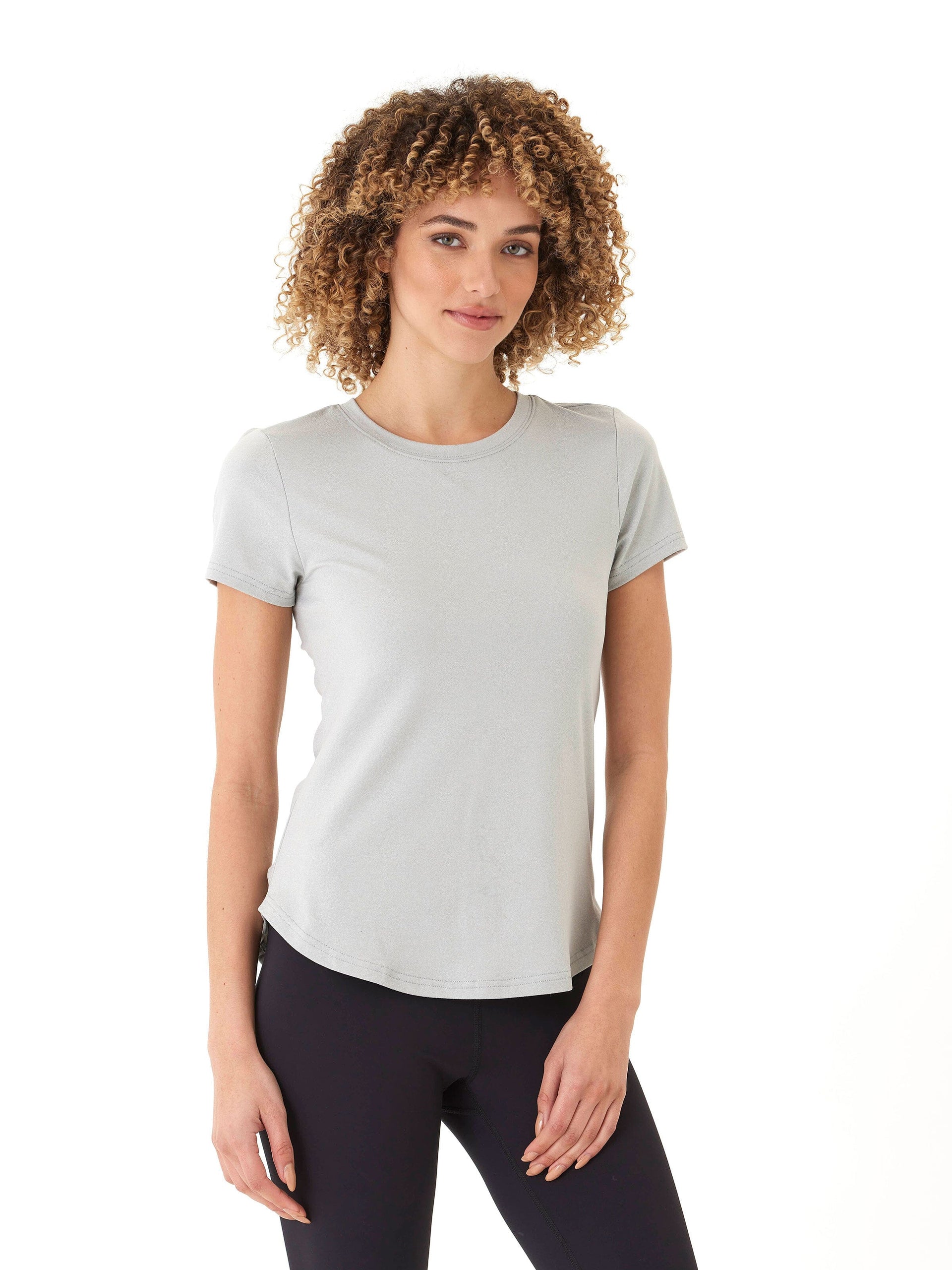 Arry Luxe Jersey Ruched Tee – Sporty Minimalist Light Grey Top