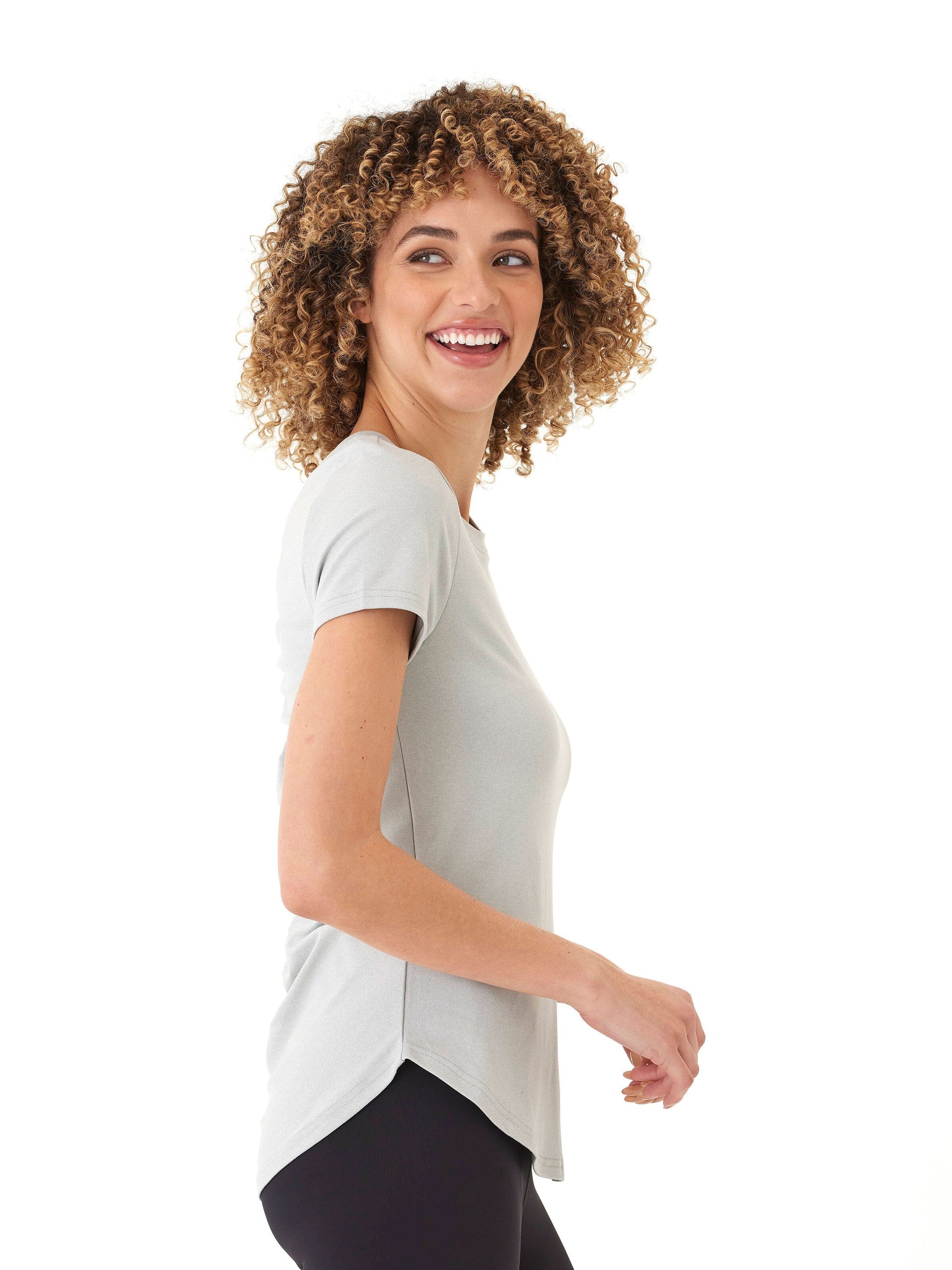 Arry Luxe Jersey Ruched Tee – Sporty Minimalist Light Grey Top