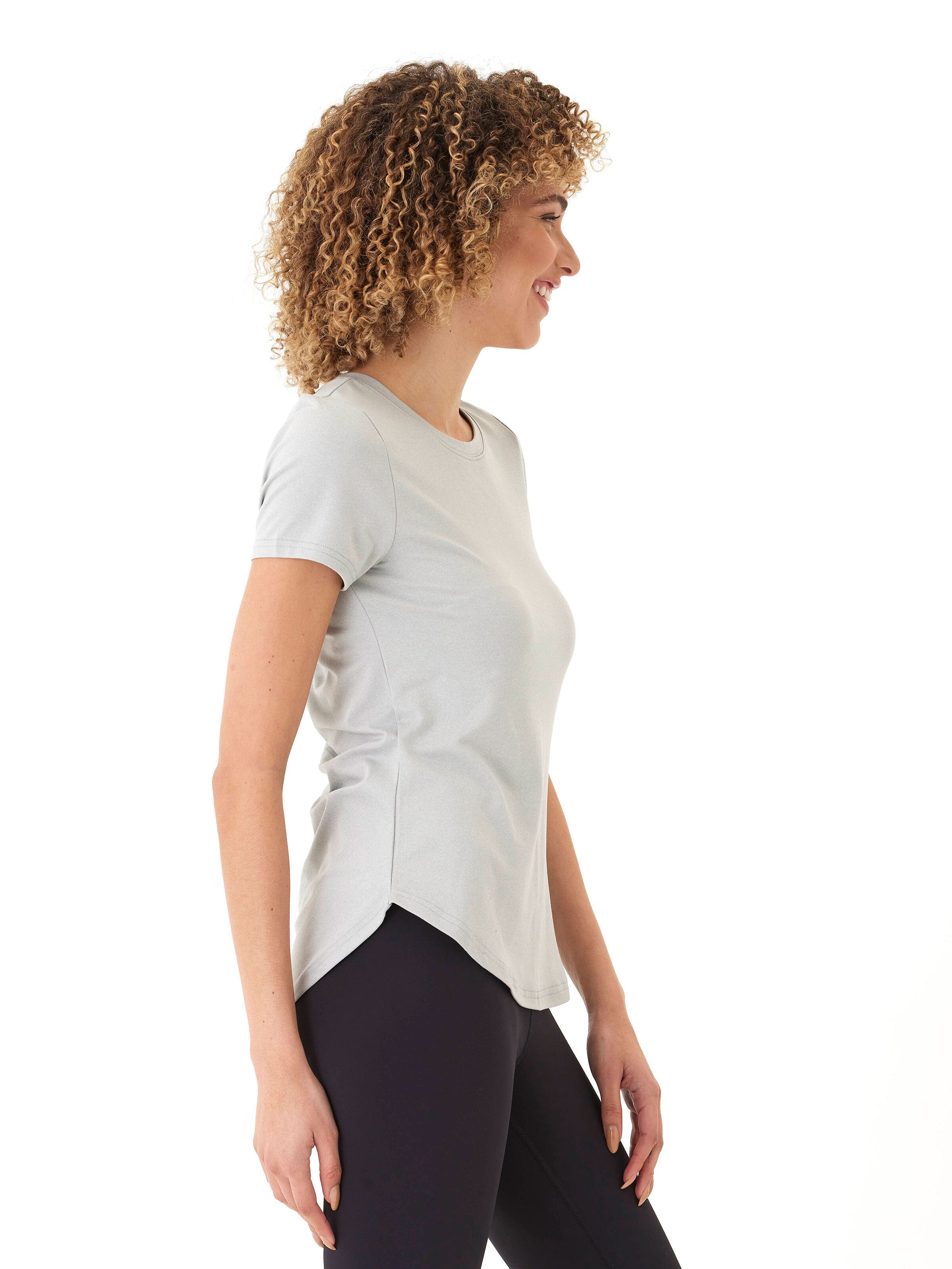Arry Luxe Jersey Ruched Tee – Sporty Minimalist Light Grey Top
