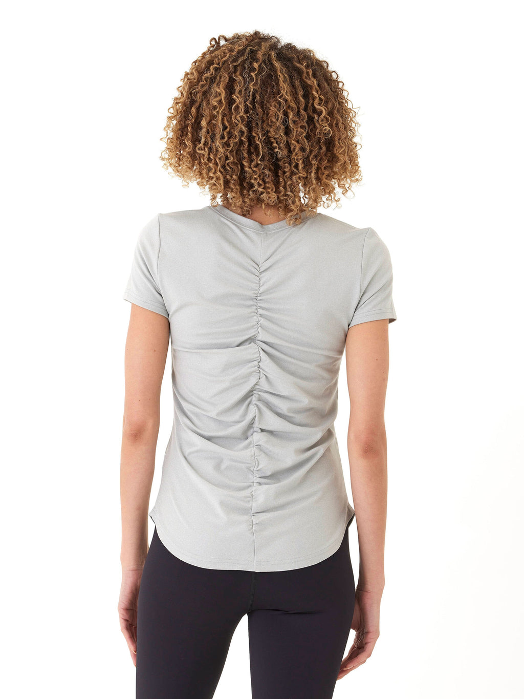 Arry Luxe Jersey Ruched Tee – Sporty Minimalist Light Grey Top