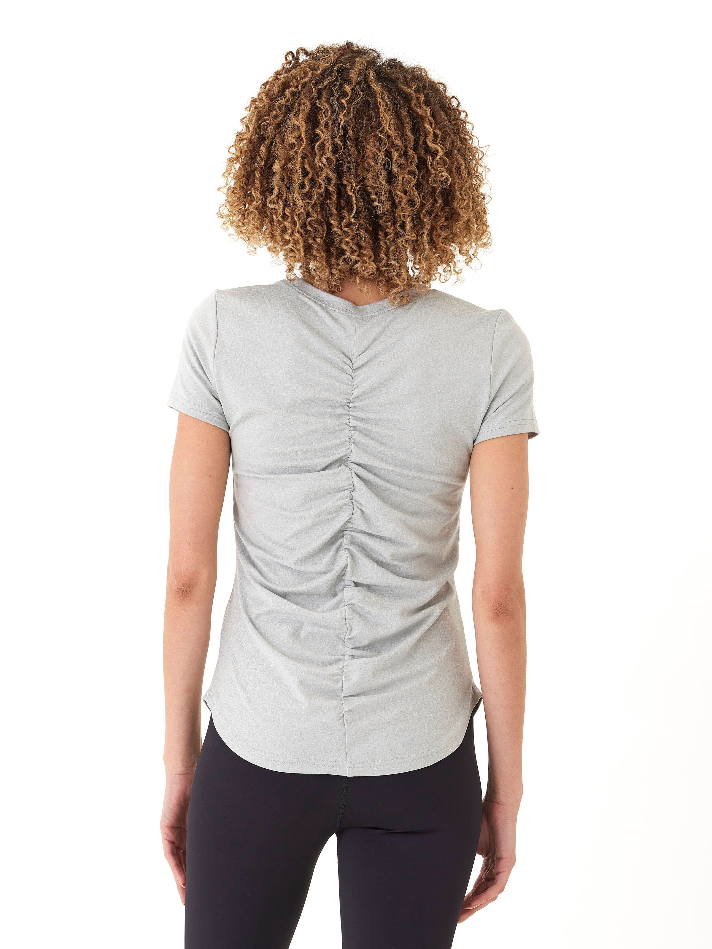Arry Luxe Jersey Ruched Tee – Sporty Minimalist Light Grey Top