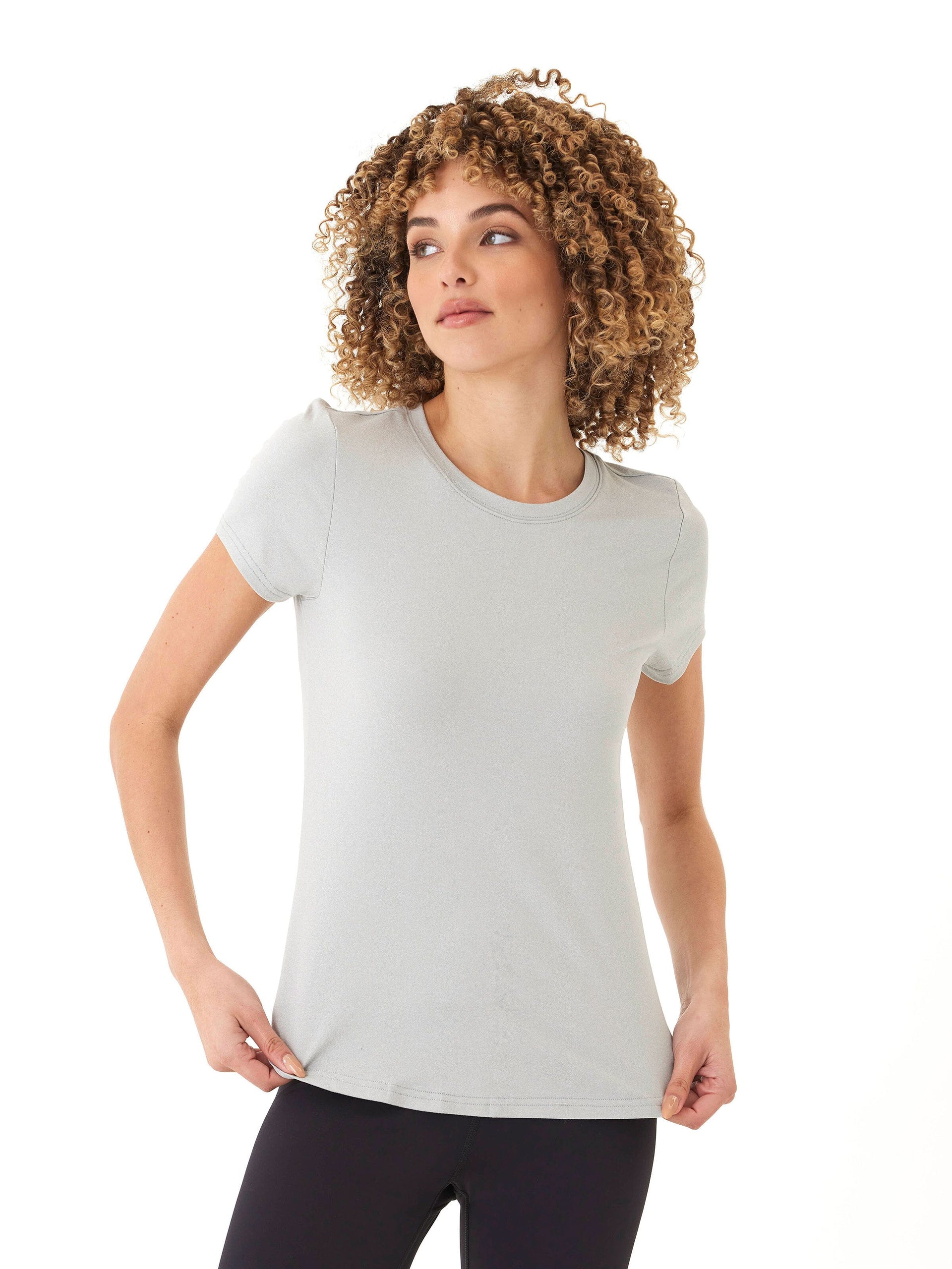 Arry Luxe Jersey Ruched Tee – Sporty Minimalist Light Grey Top