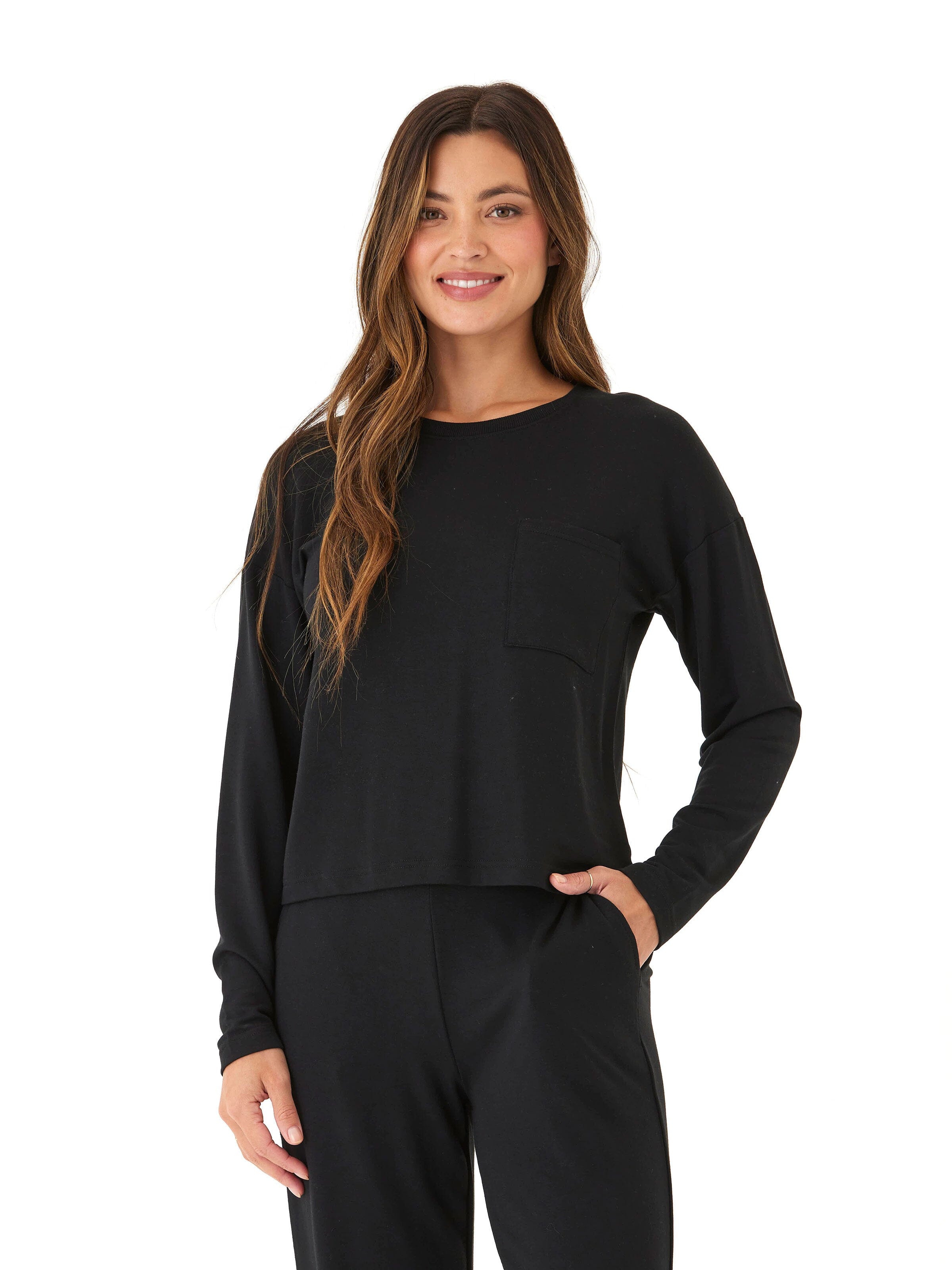 Shaina Modal Terry Pocket Long Sleeve - Buttery Soft Lounge Top