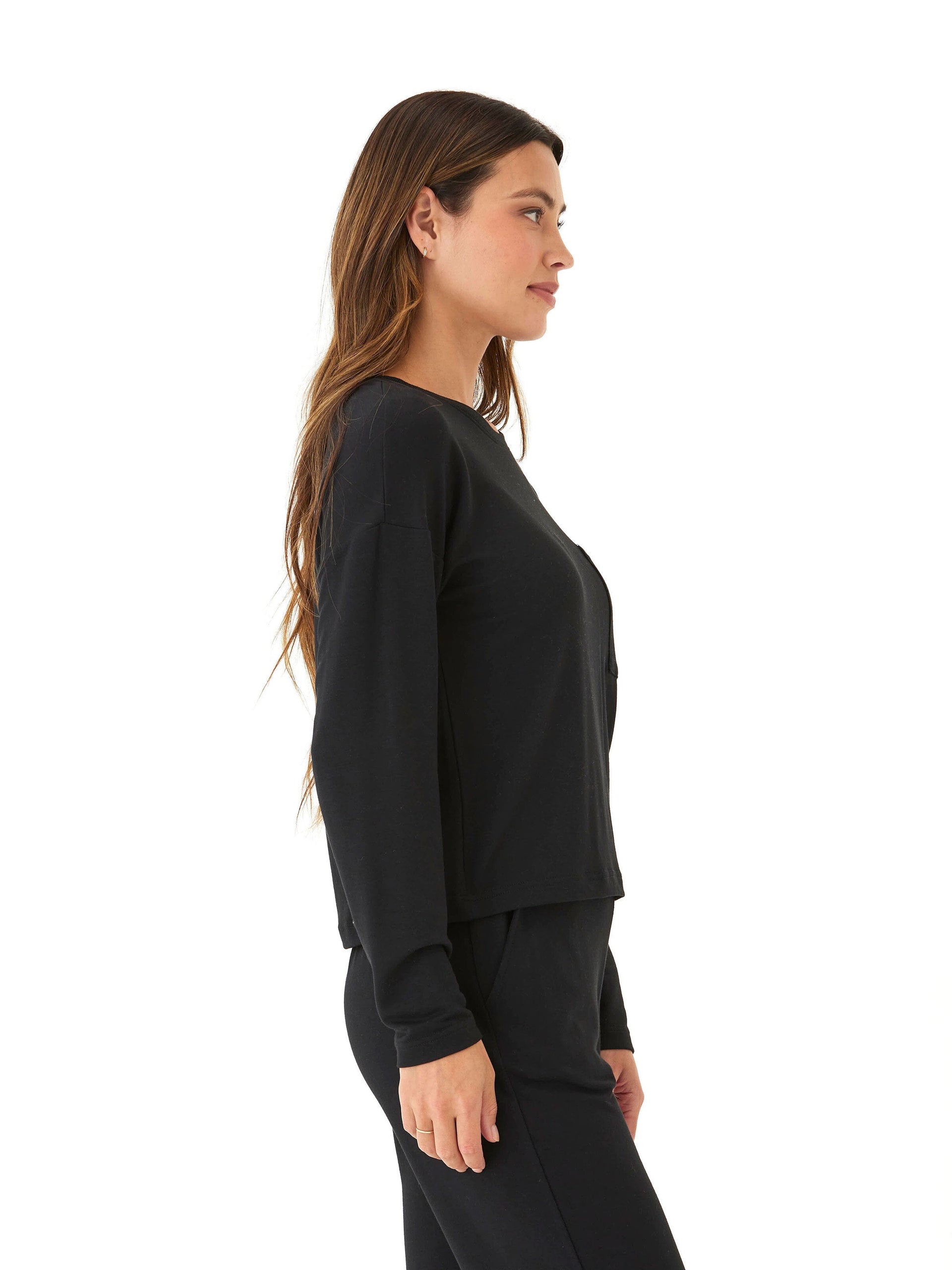 Shaina Modal Terry Pocket Long Sleeve - Buttery Soft Lounge Top