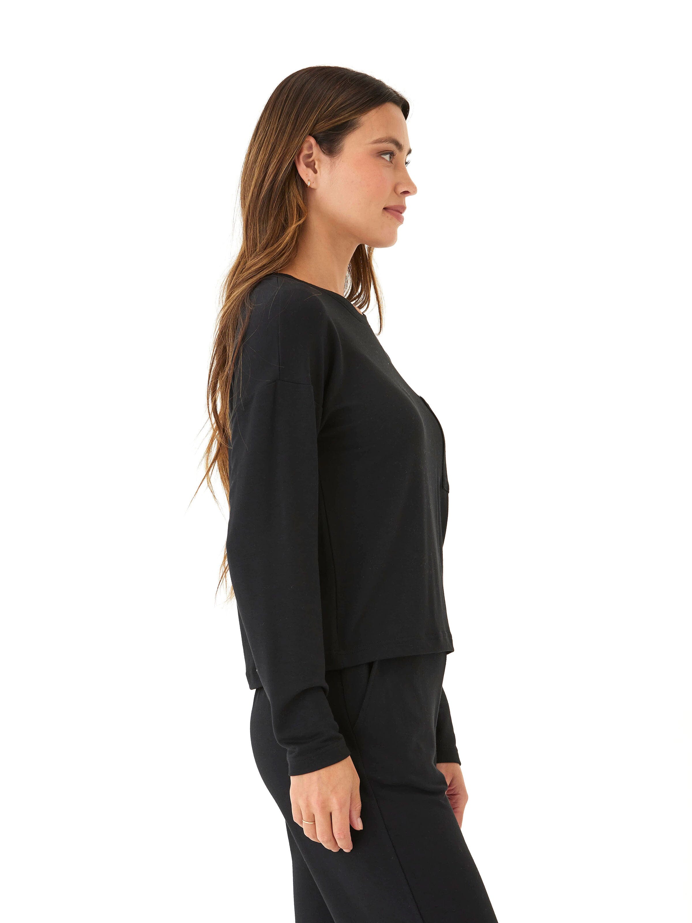 Shaina Modal Terry Pocket Long Sleeve - Buttery Soft Lounge Top
