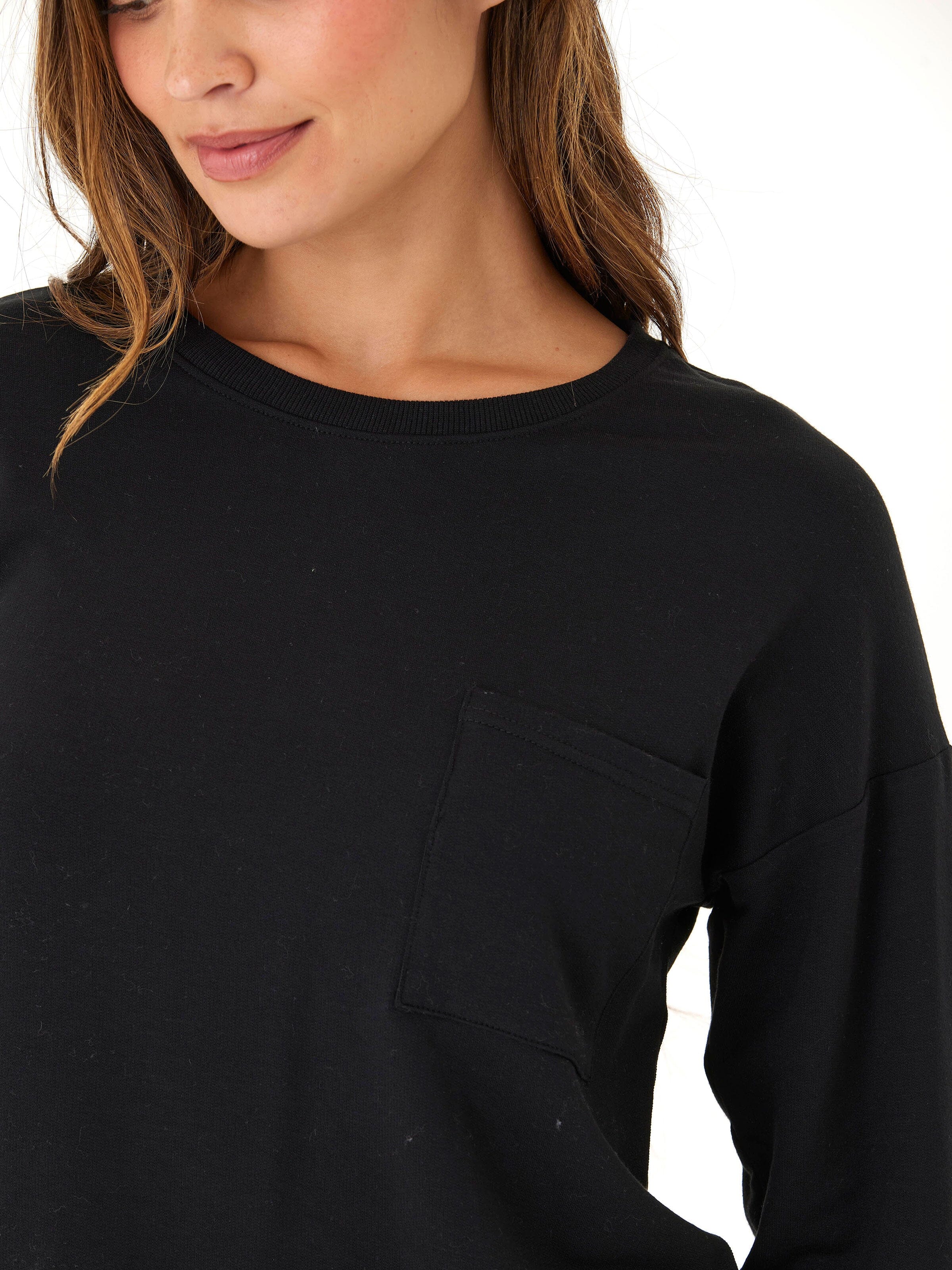 Shaina Modal Terry Pocket Long Sleeve - Buttery Soft Lounge Top