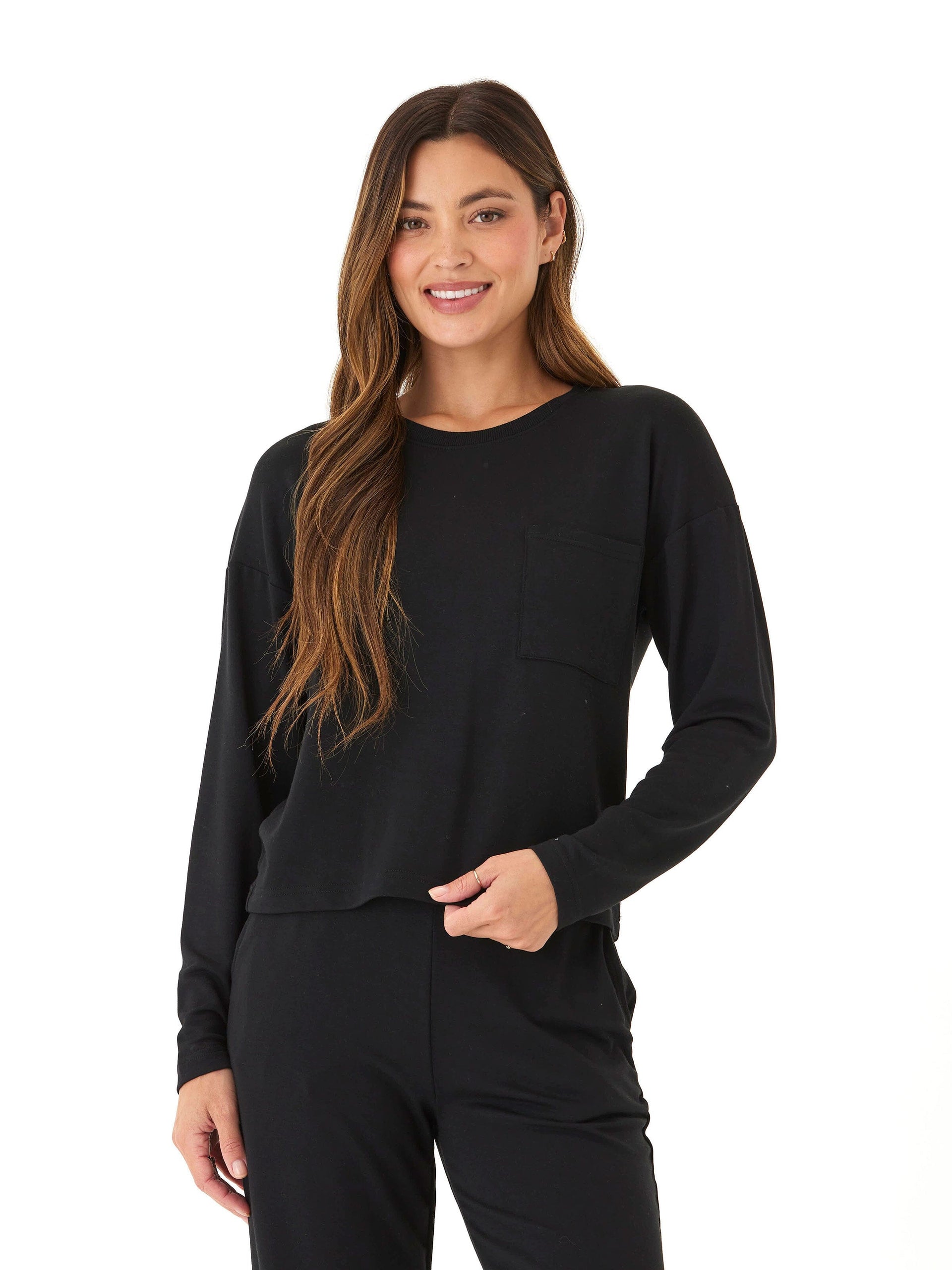 Shaina Modal Terry Pocket Long Sleeve - Buttery Soft Lounge Top