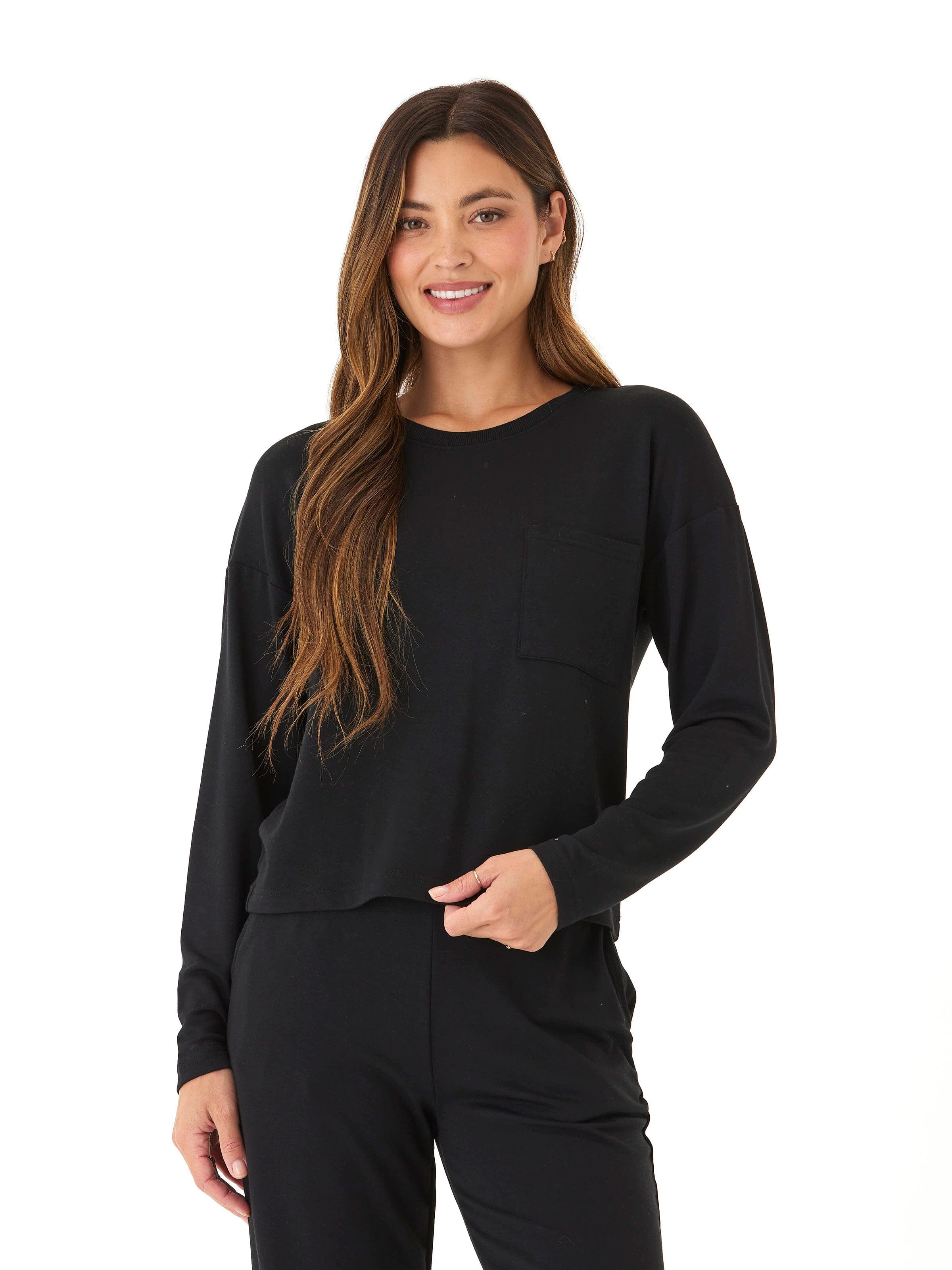 Shaina Modal Terry Pocket Long Sleeve - Buttery Soft Lounge Top