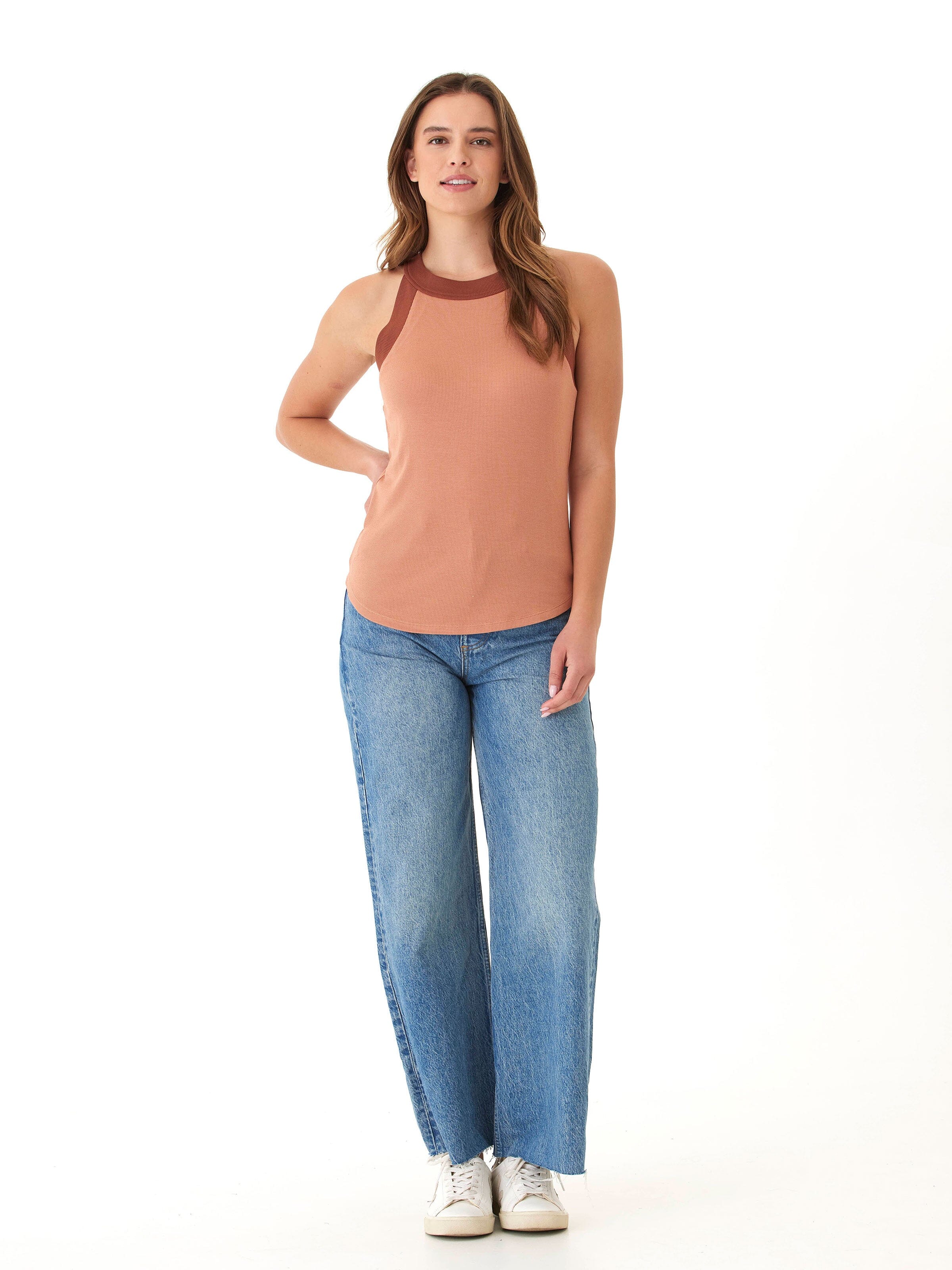 Maresia Feather Rib Tank - High Neck Sleeveless Layering Top