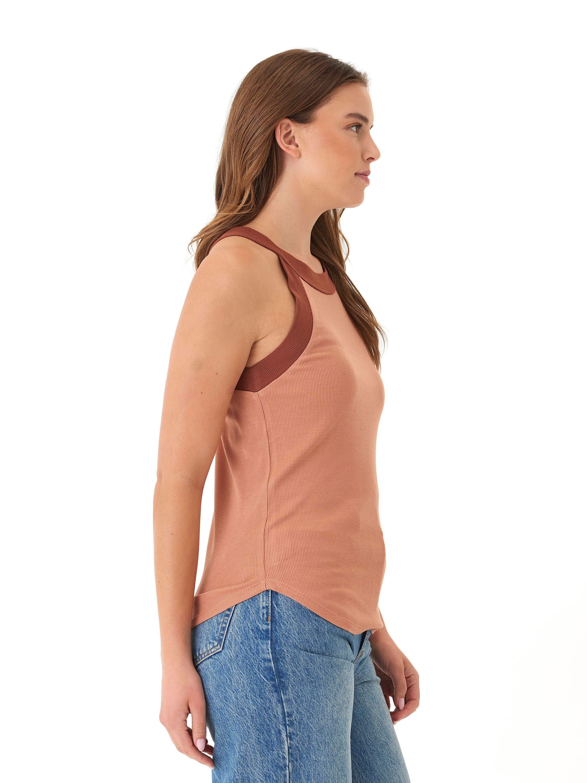 Maresia Feather Rib Tank - High Neck Sleeveless Layering Top