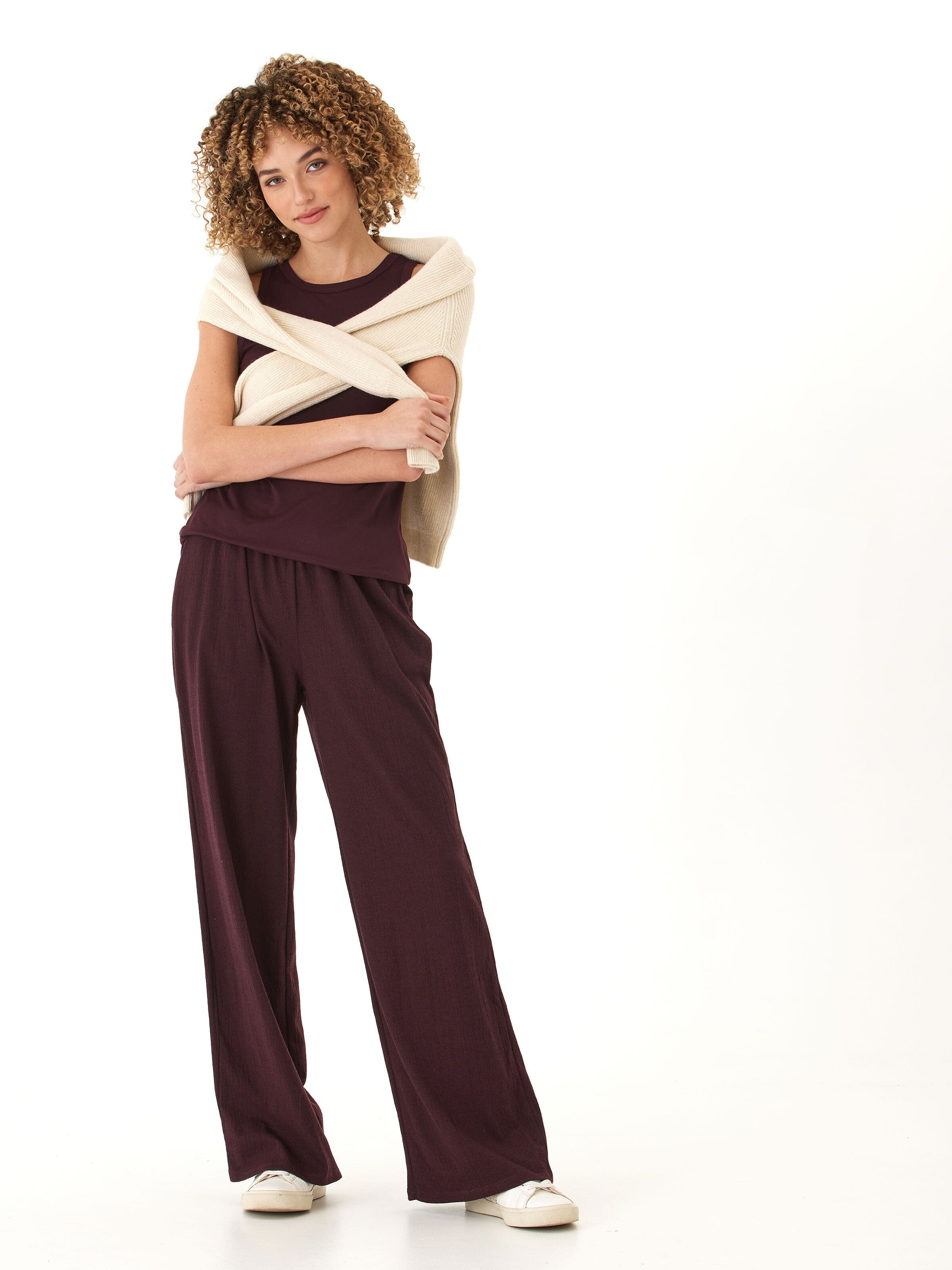 Bailey Luxe Jersey High Neck Tank in Dark-Plum