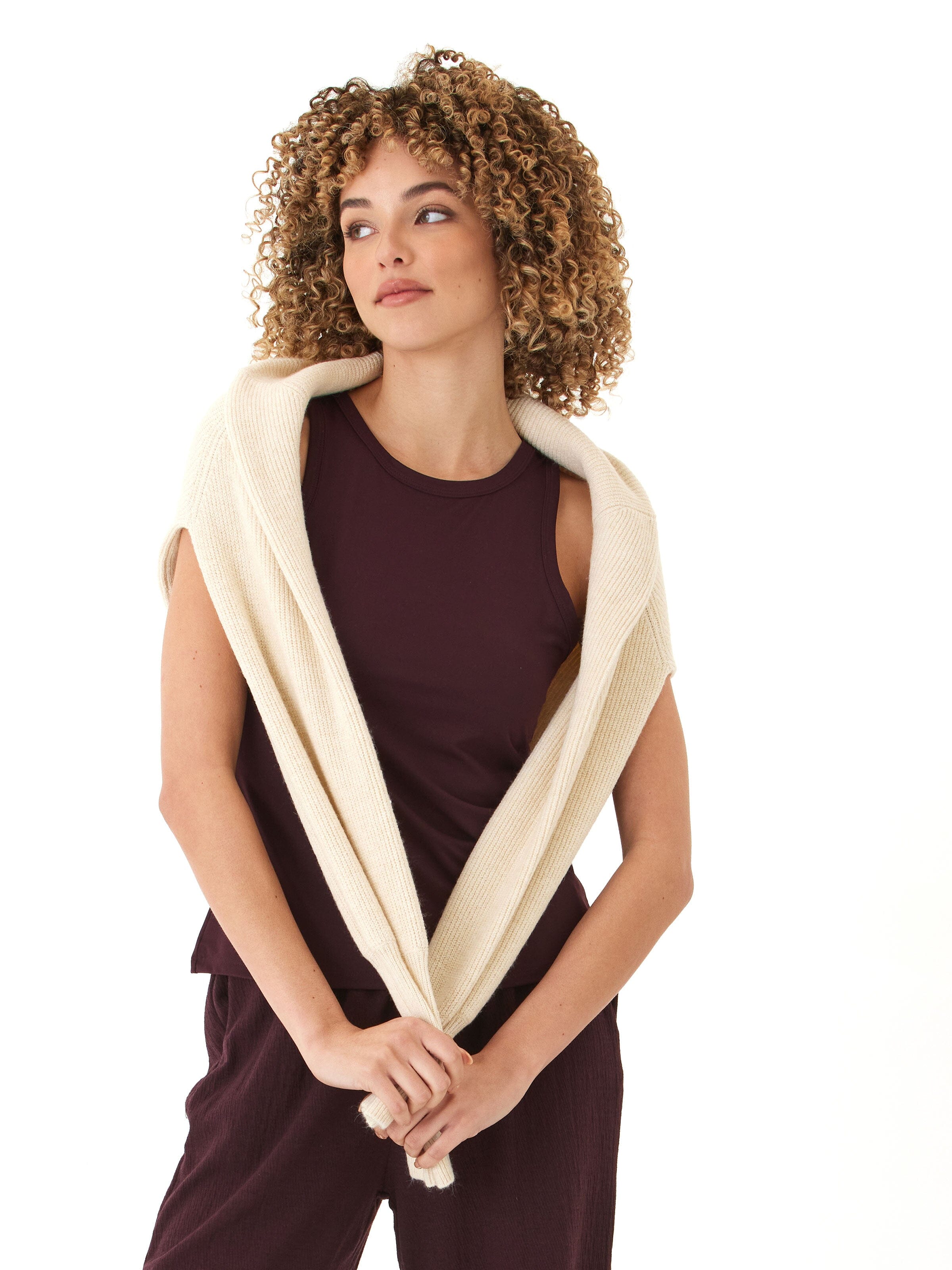 Bailey Luxe Jersey High Neck Tank in Dark-Plum