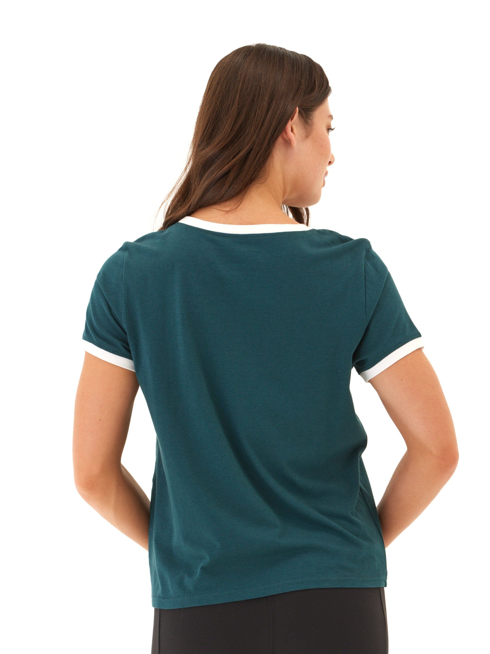 Kylah Comfort Jersey Ringer Tee in Dark-Green and White
