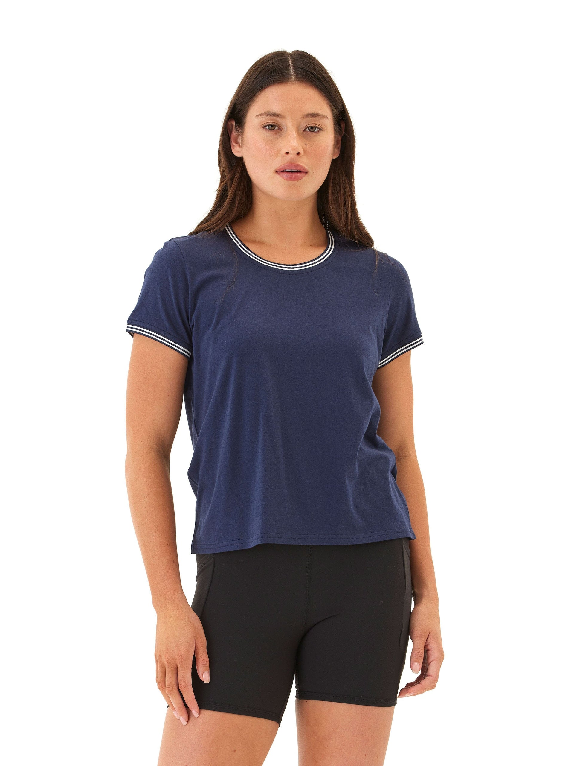 Jordana Comfort Jersey Contrast Trim V-Neck Tee