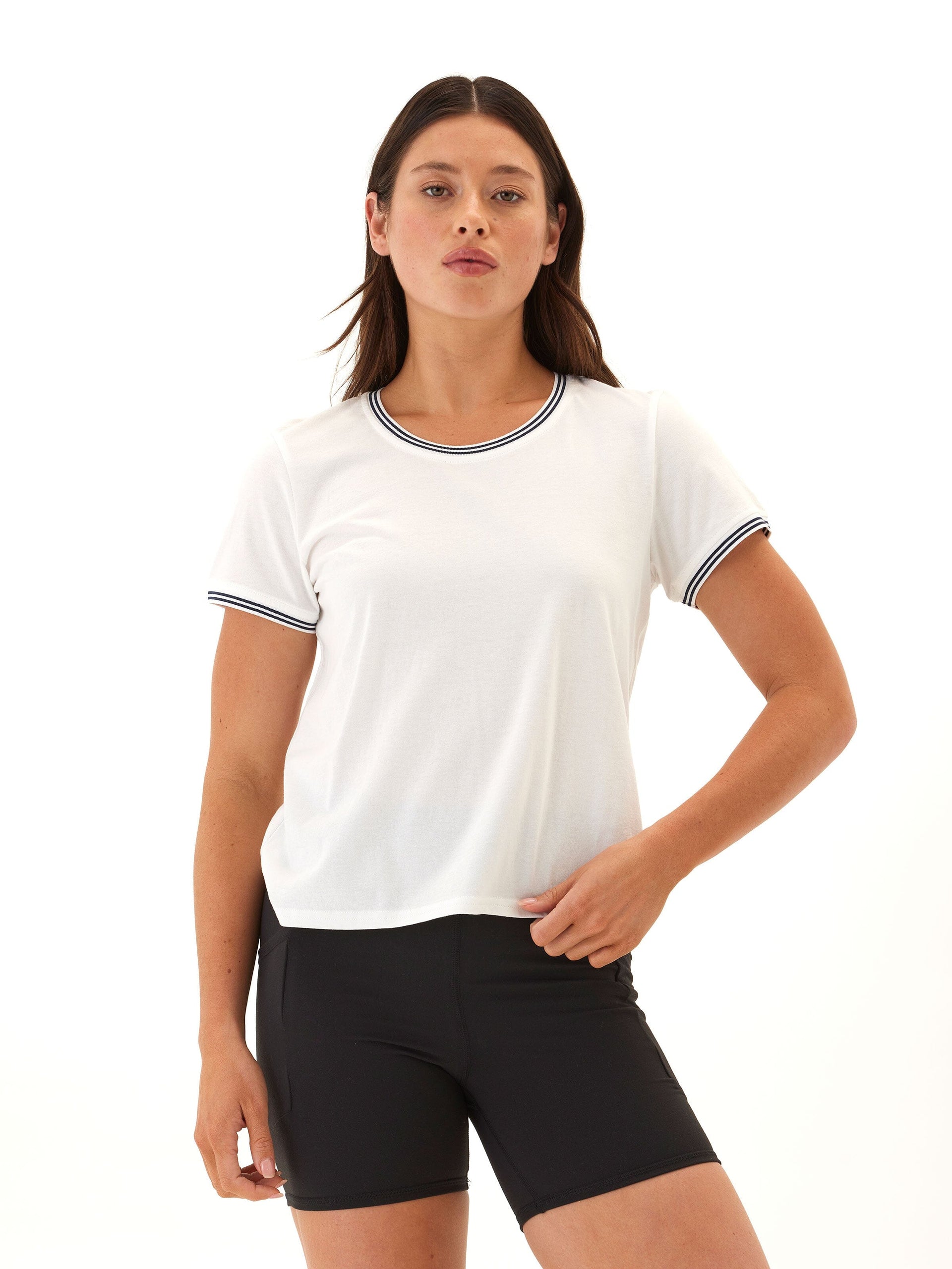 Jordana Women's Comfort Jersey Tee with Sporty Contrast Trim