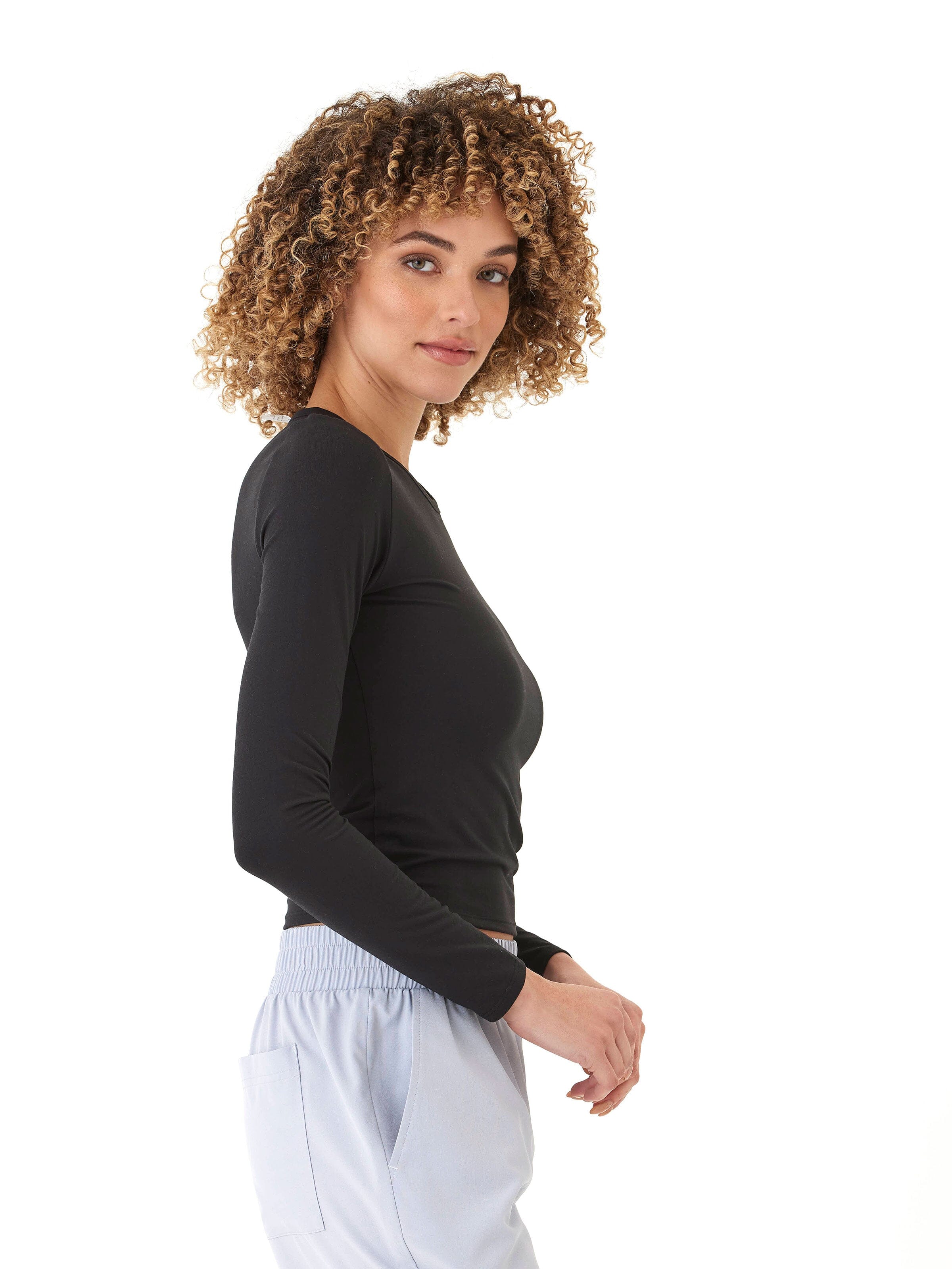 Alice Luxe Jersey Long Sleeve Top in Black