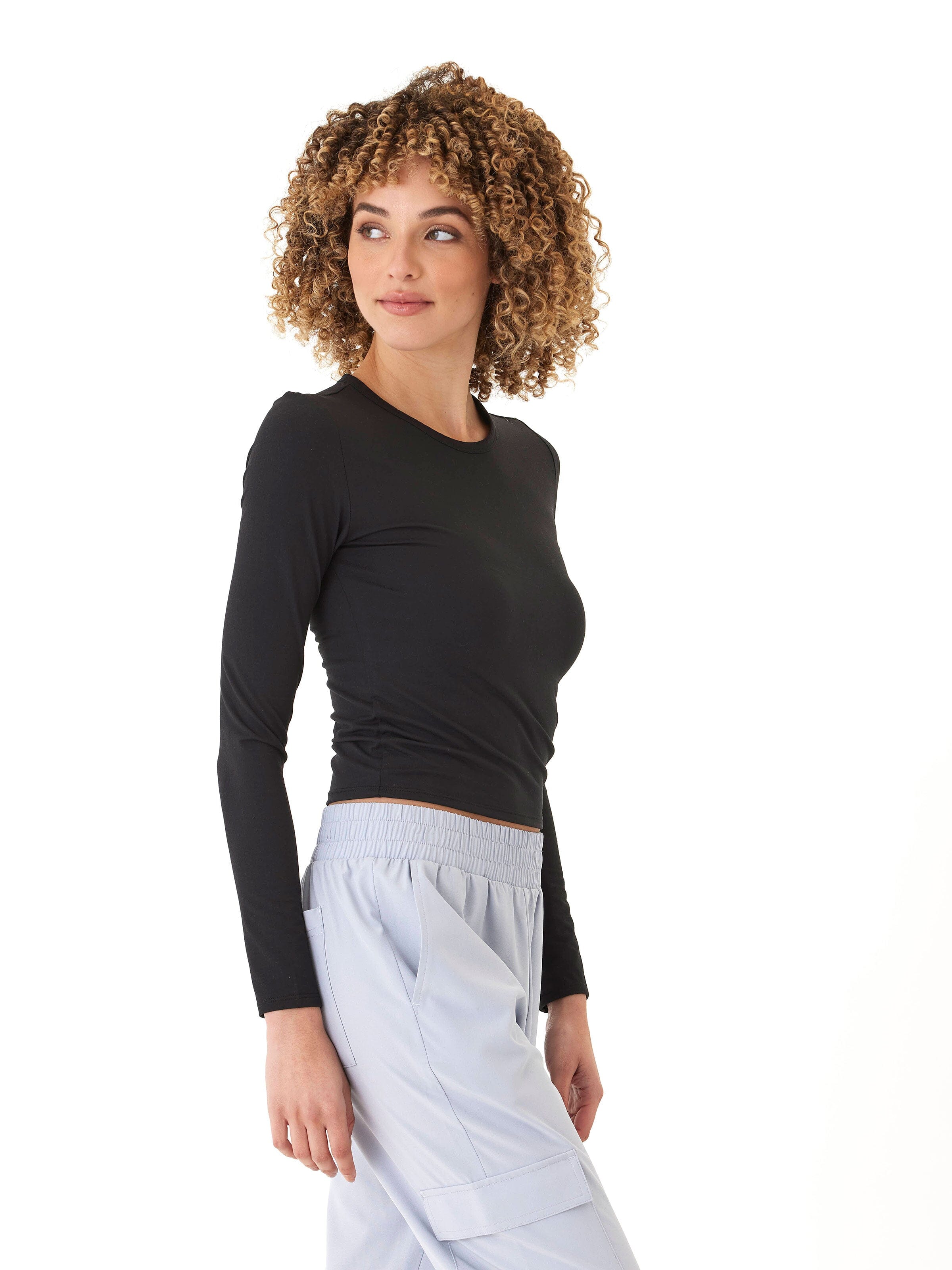Alice Luxe Jersey Long Sleeve Top in Black