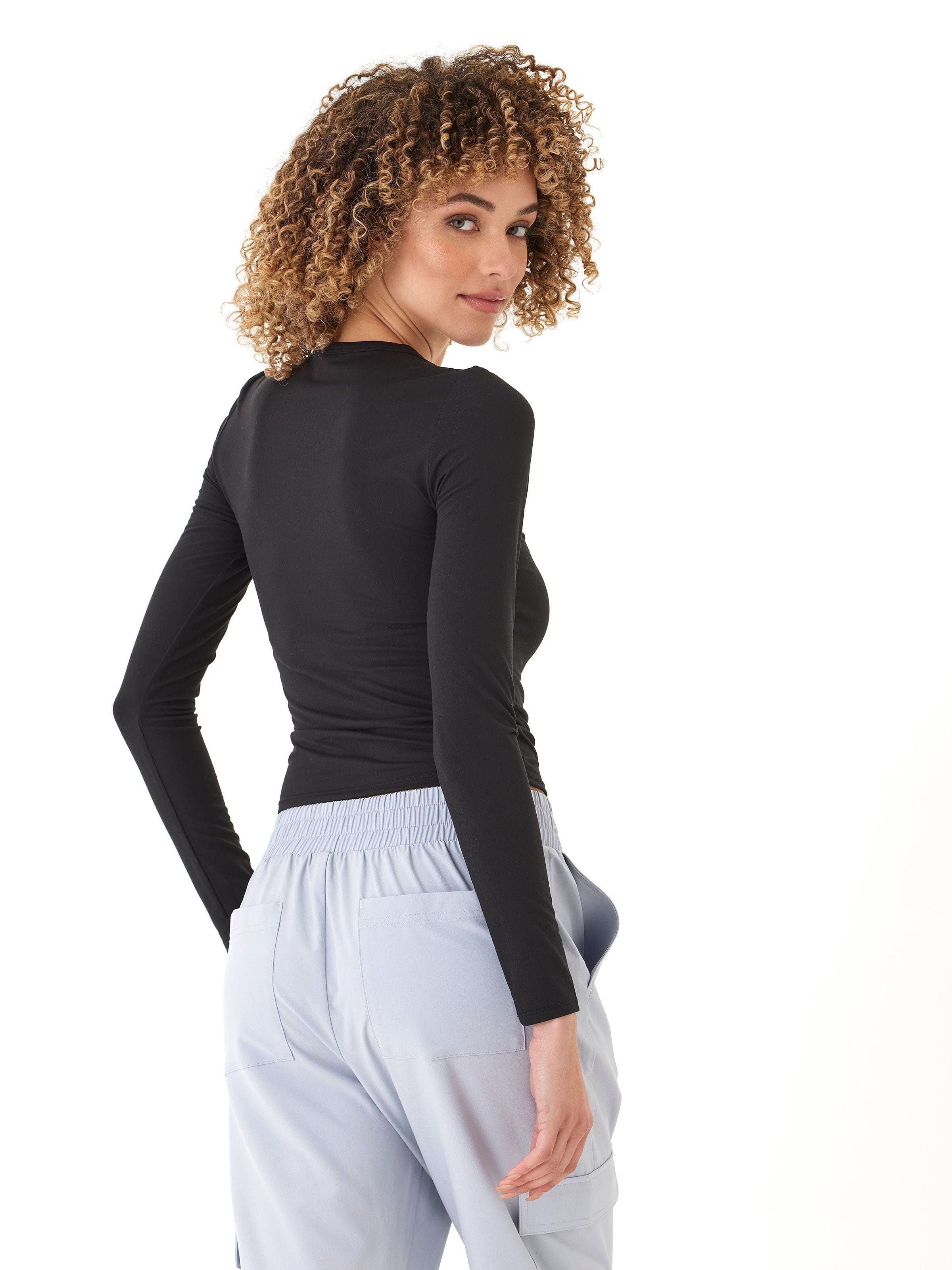Alice Luxe Jersey Long Sleeve Top in Black