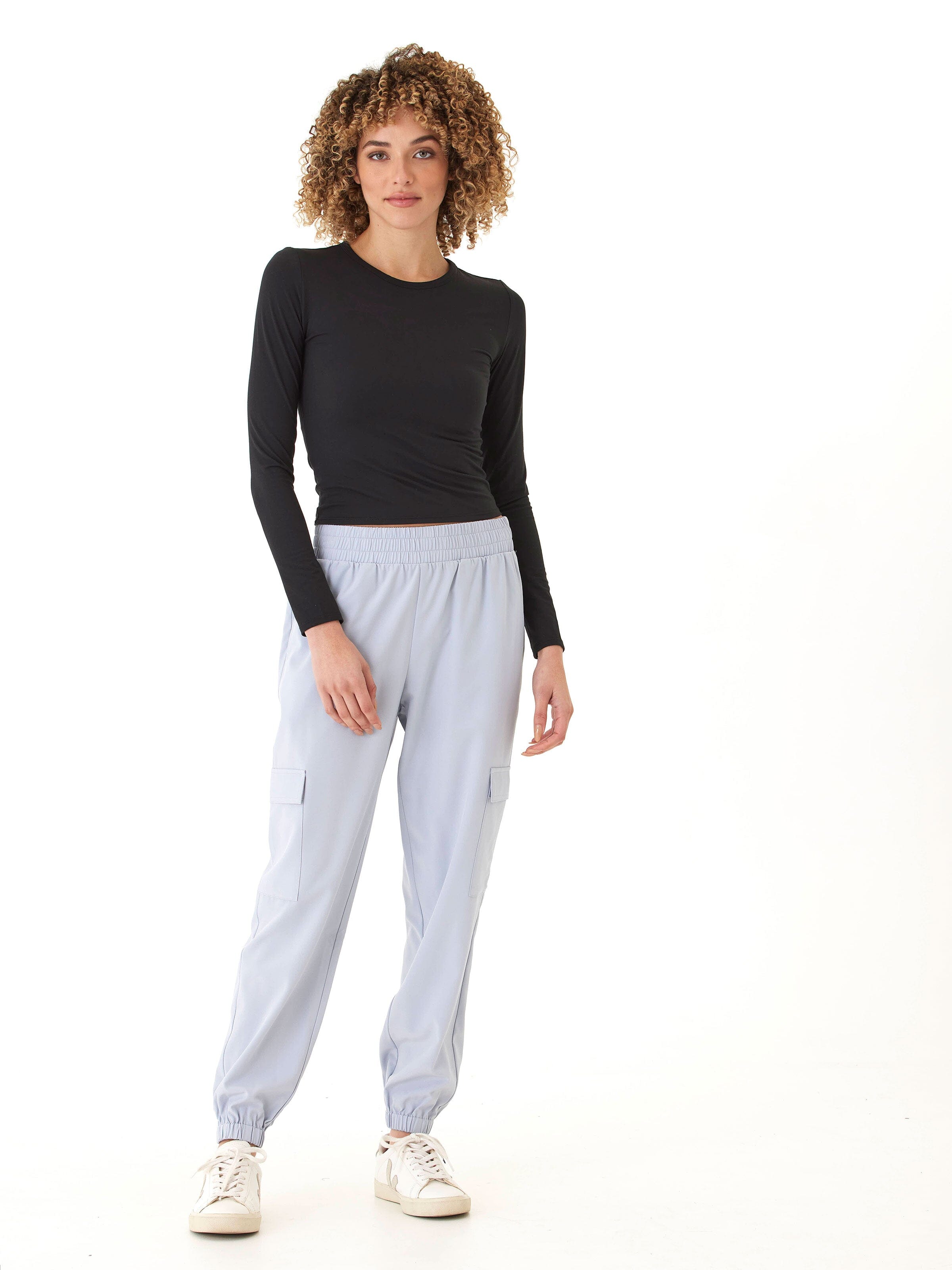 Alice Luxe Jersey Long Sleeve Top in Black