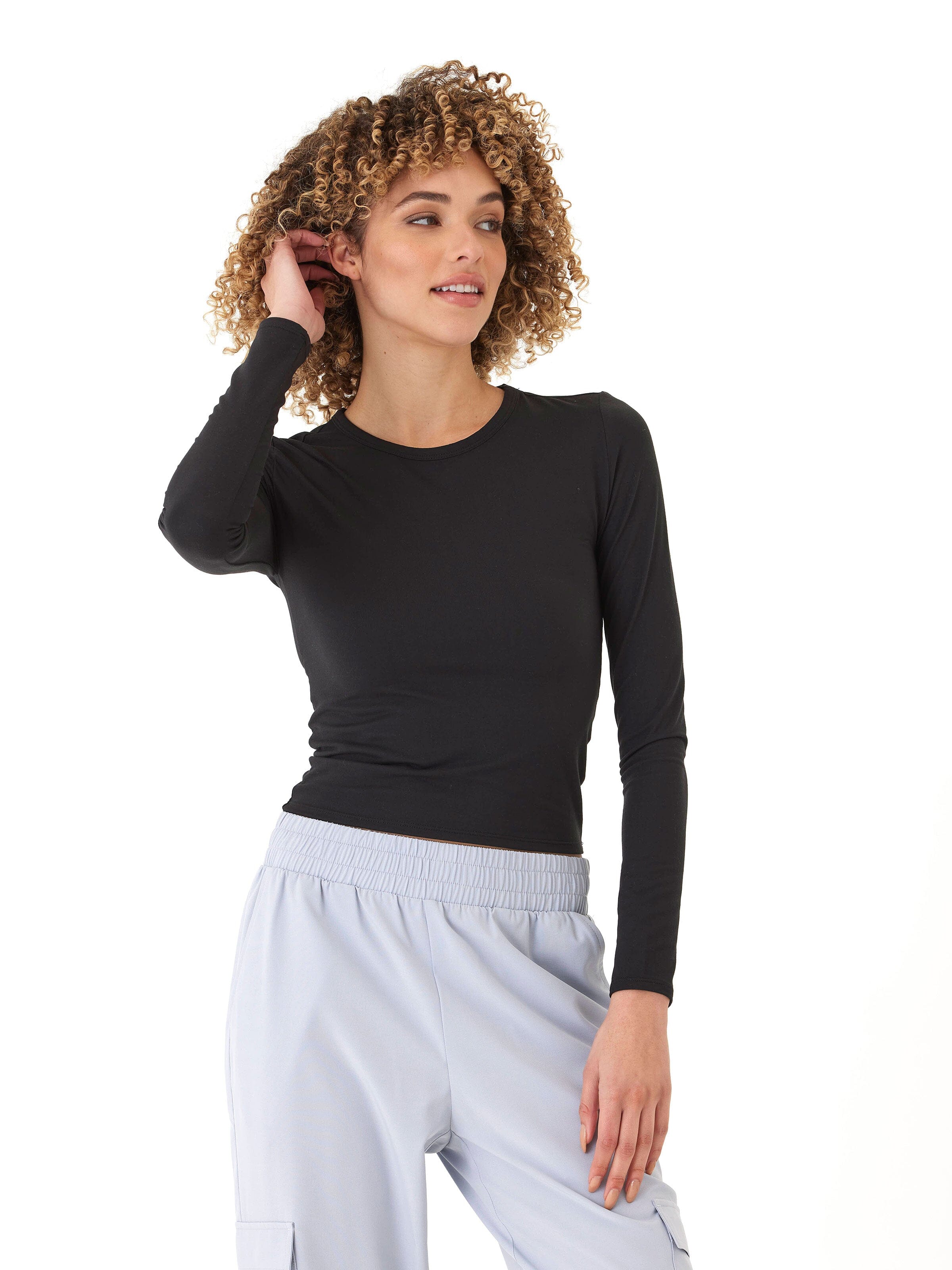 Alice Luxe Jersey Long Sleeve Top in Black