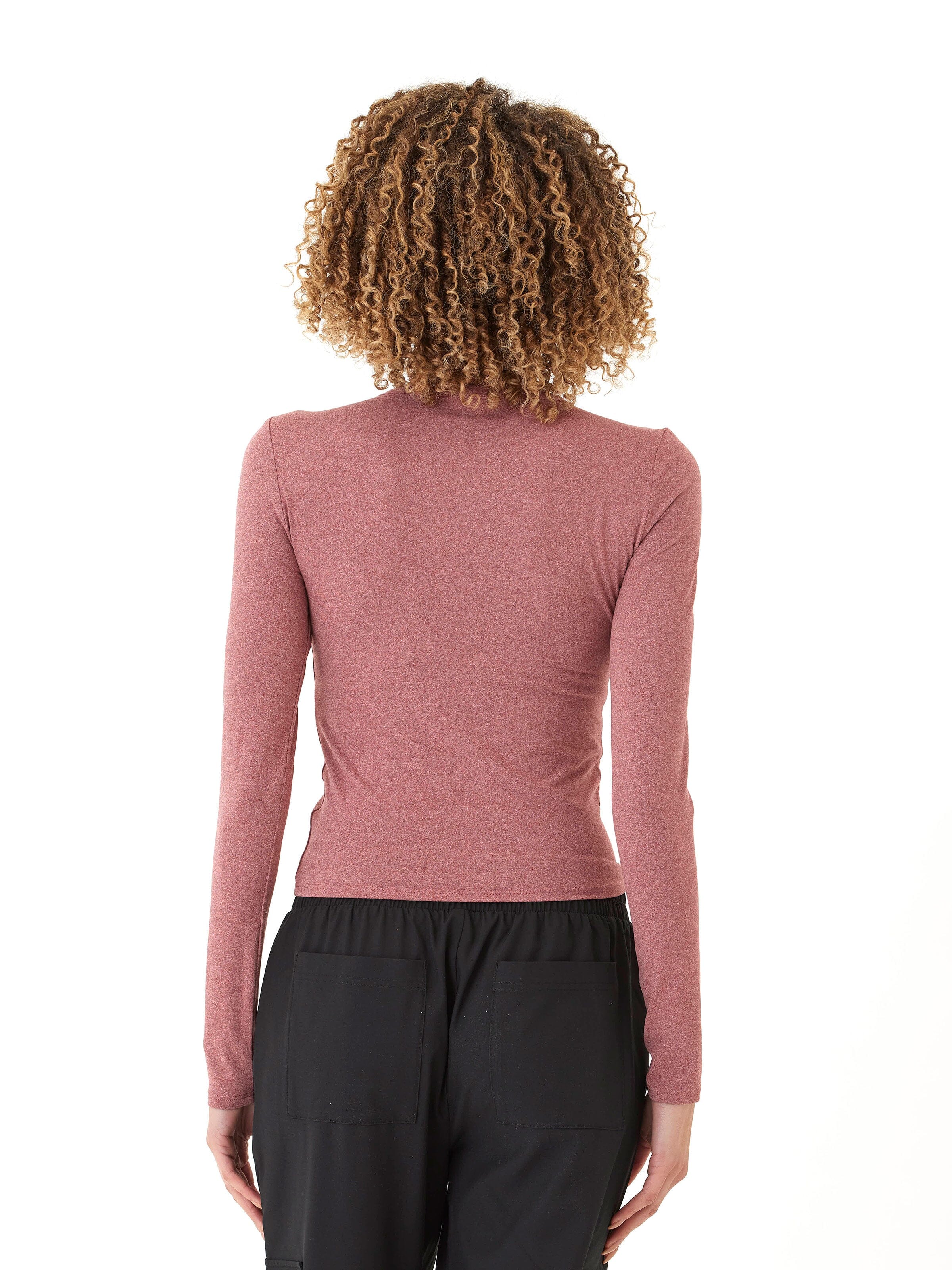 Alice Luxe Jersey Long Sleeve Top in Dusty Rose & Heathered Mauve