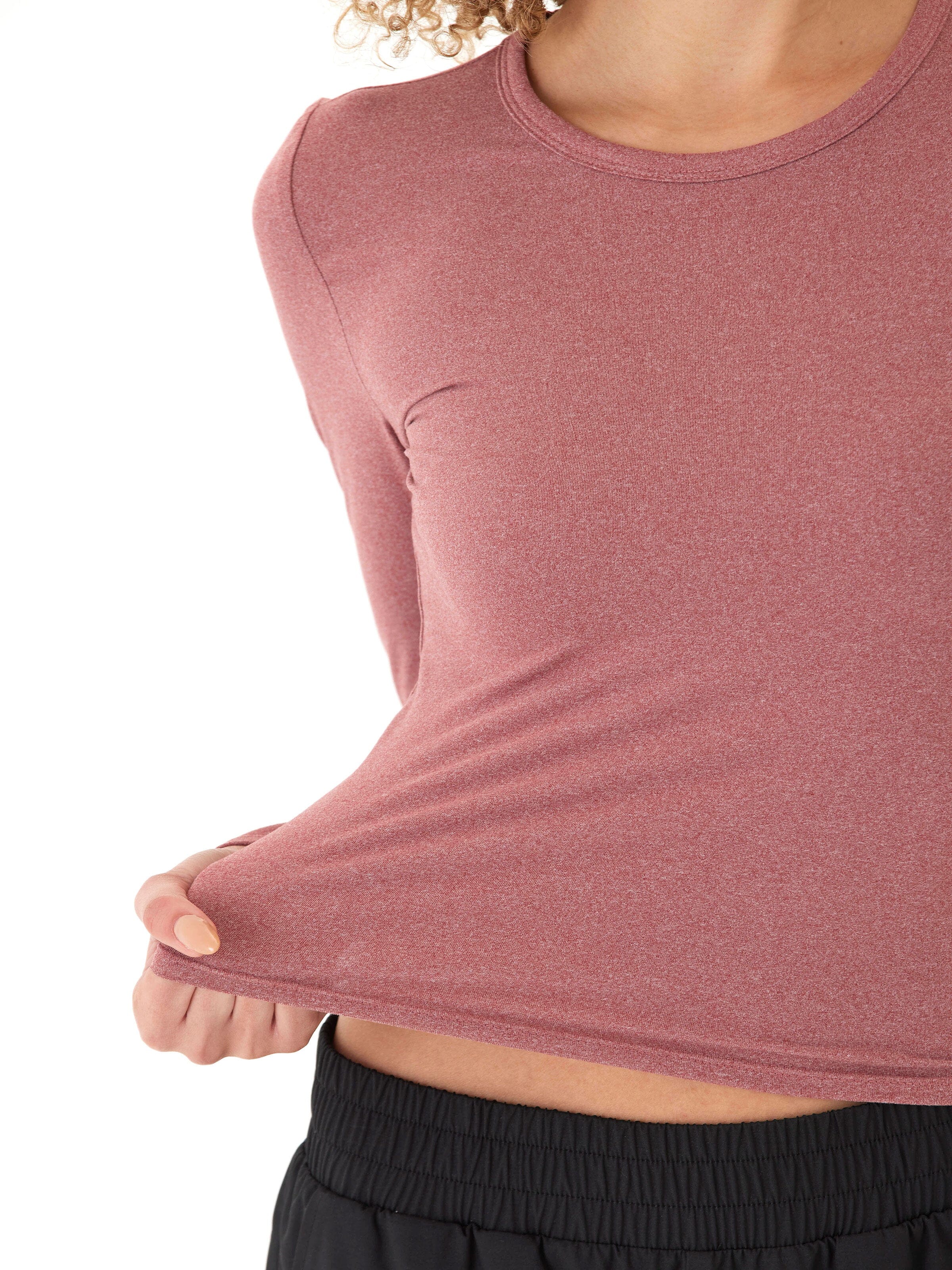 Alice Luxe Jersey Long Sleeve Top in Dusty Rose & Heathered Mauve