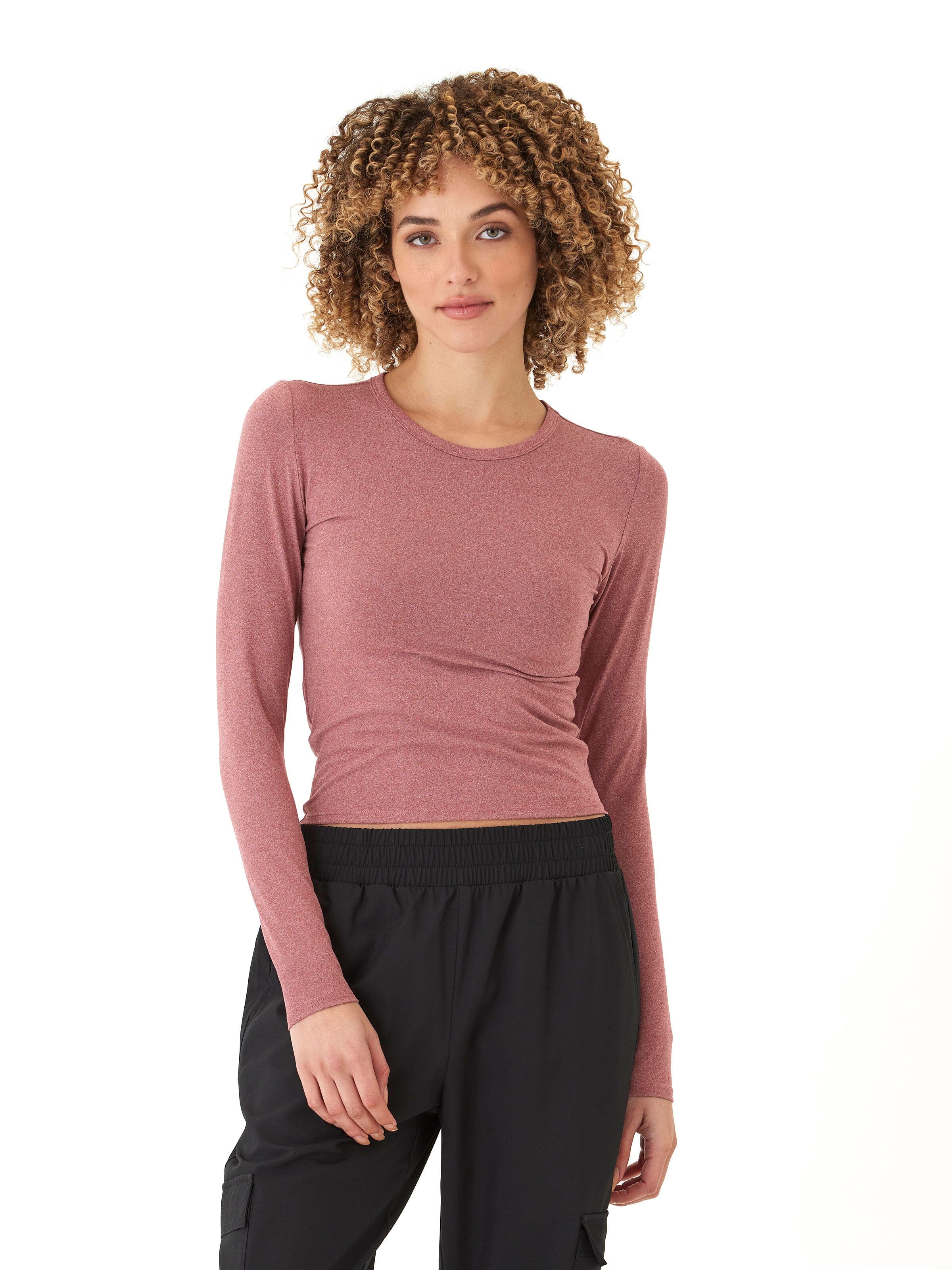 Alice Luxe Jersey Long Sleeve Top in Dusty Rose & Heathered Mauve