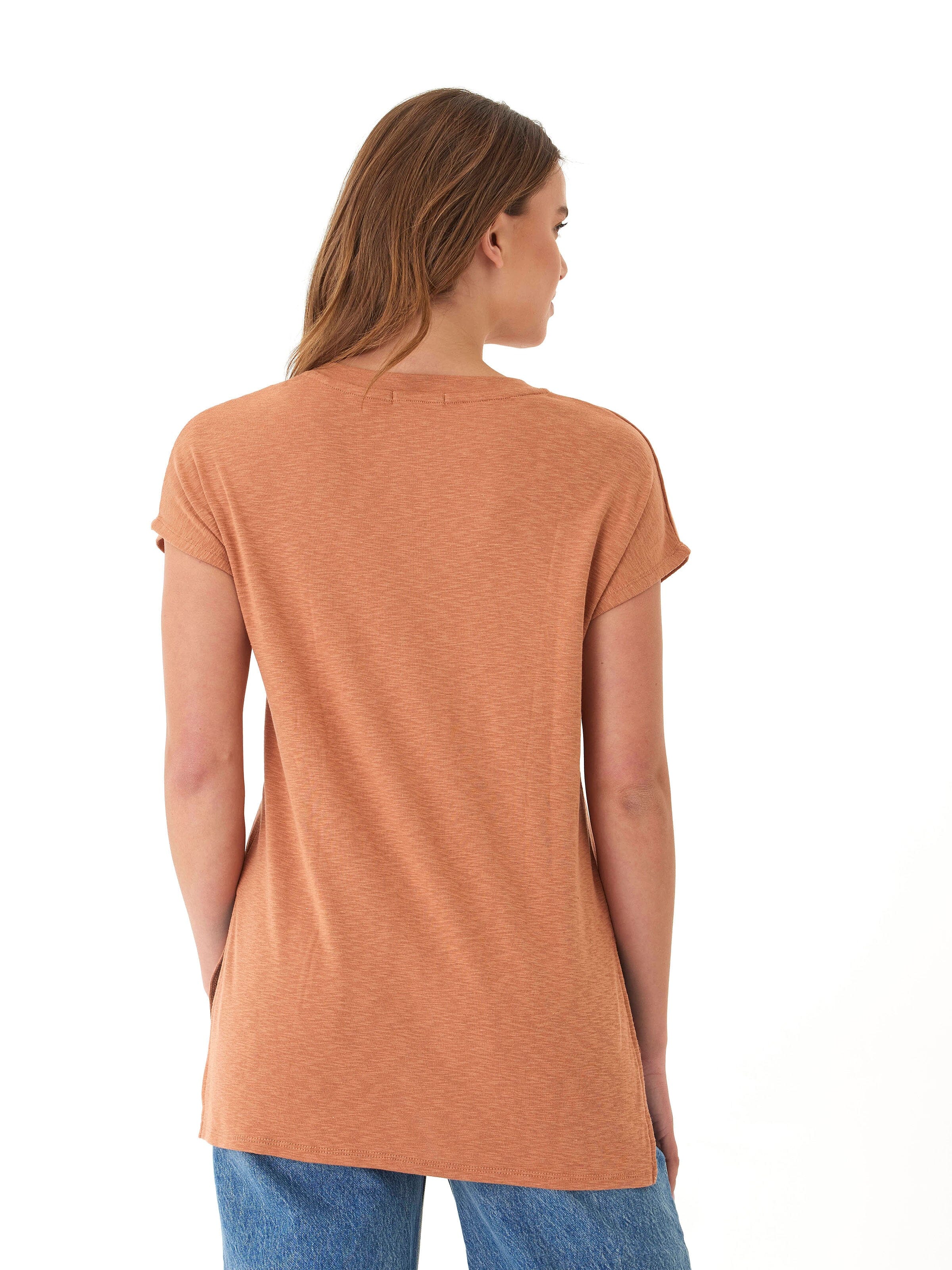 Elsie Textured Slub Jersey V-Neck Tee for Women